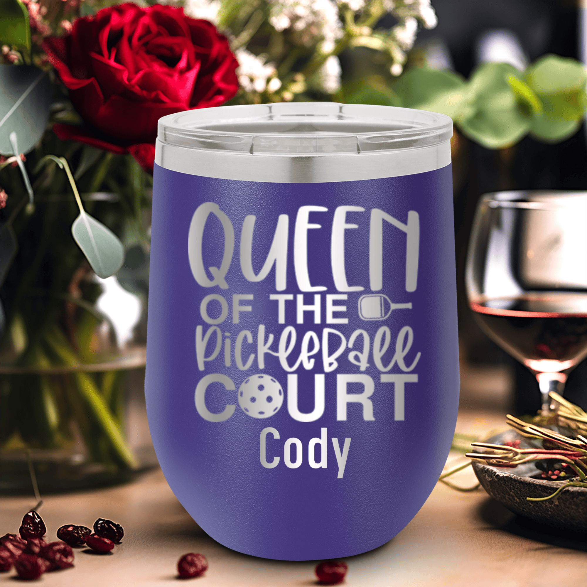 Queen Of The Pickleball Court Wine Tumbler