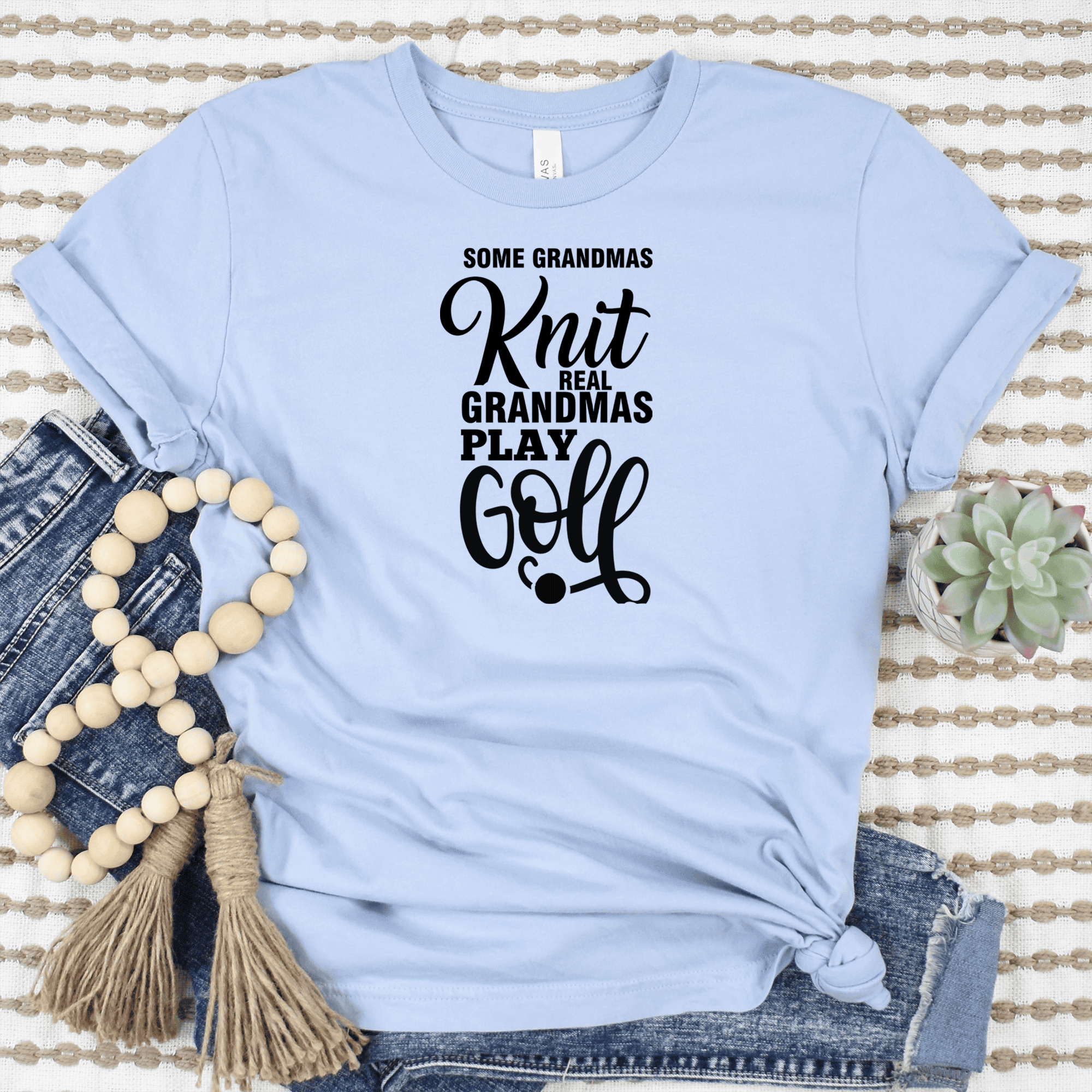 Womens Light Blue T Shirt with Real-Ladies-Golf design