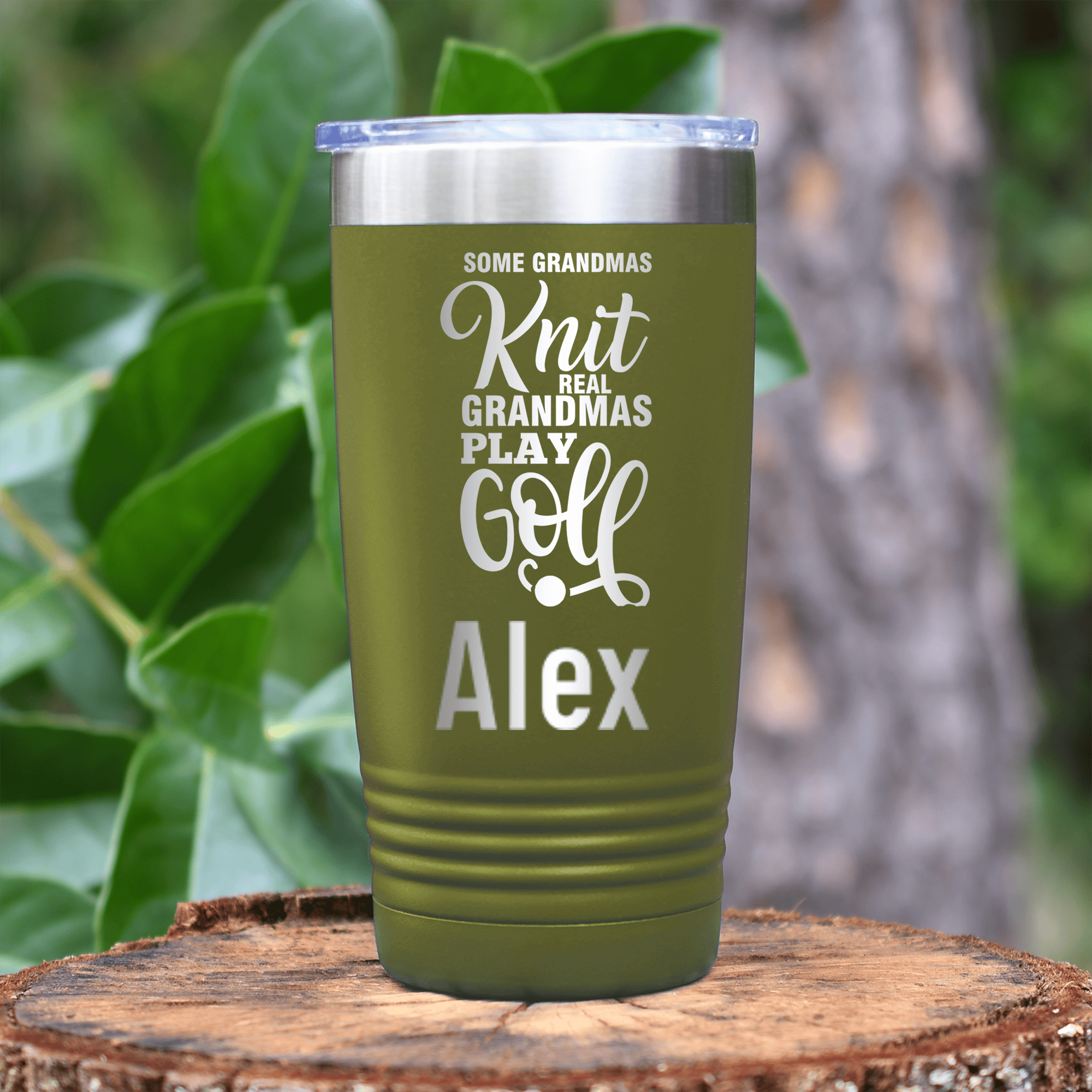 Military Green Golf Gifts For Her Tumbler With Real Ladies Golf Design