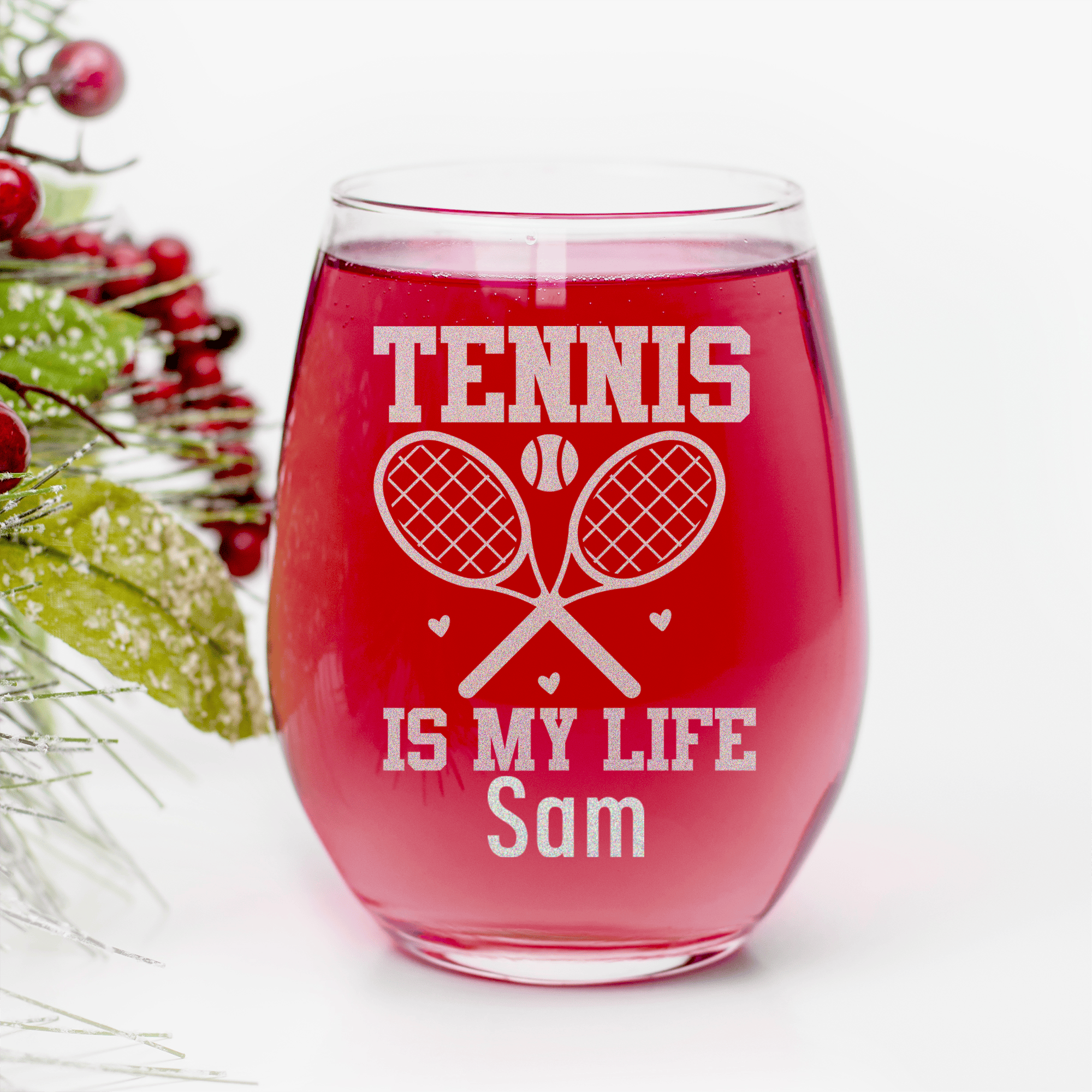 Rockin Tennis Life Stemless Wine Glass