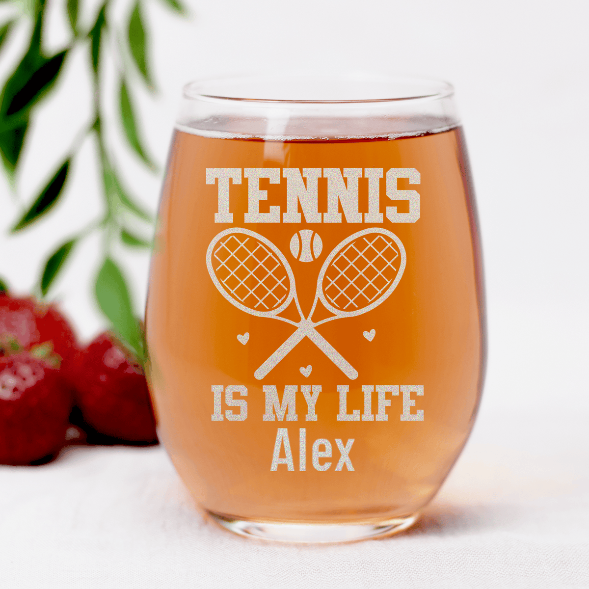 Rockin Tennis Life Stemless Wine Glass