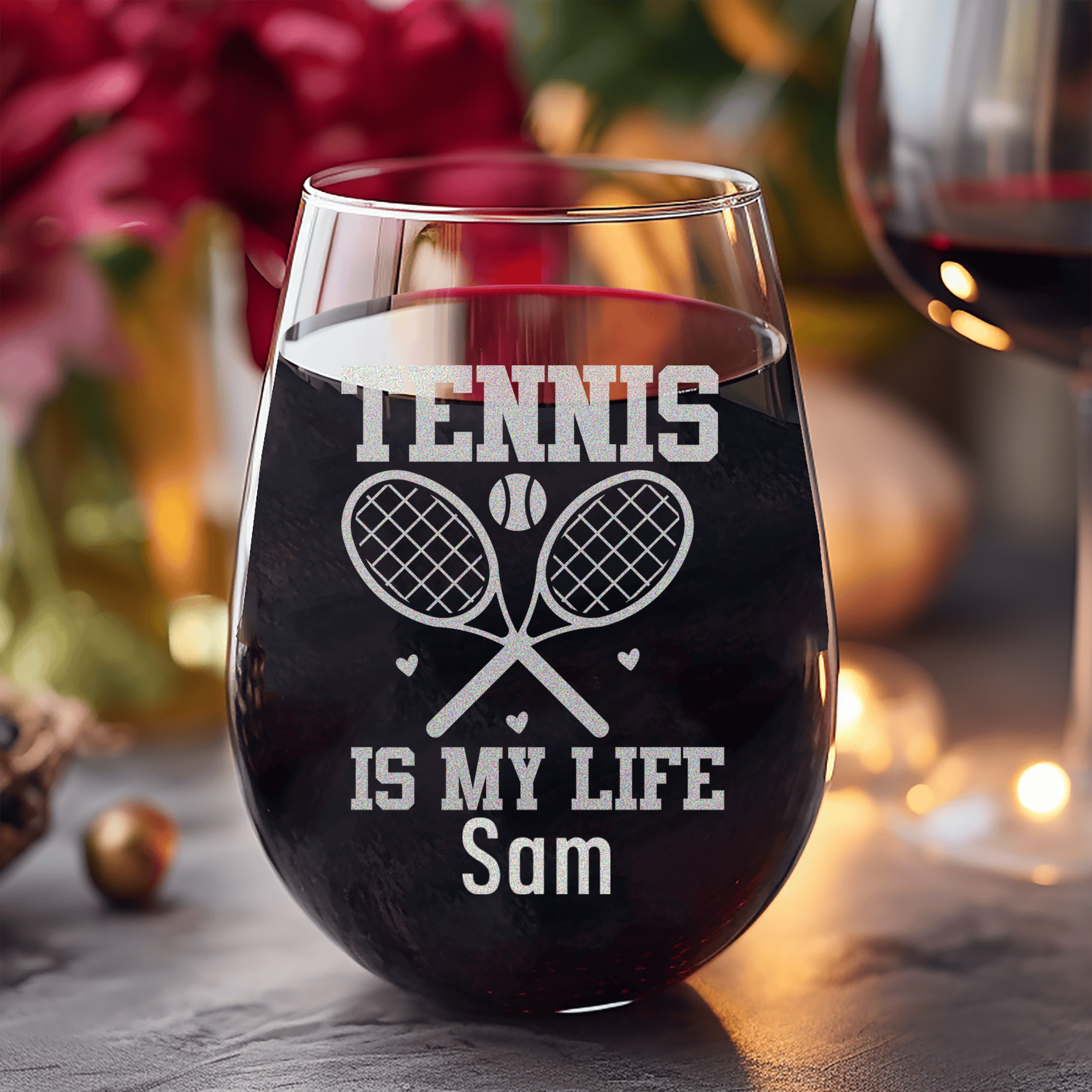 Rockin Tennis Life Stemless Wine Glass