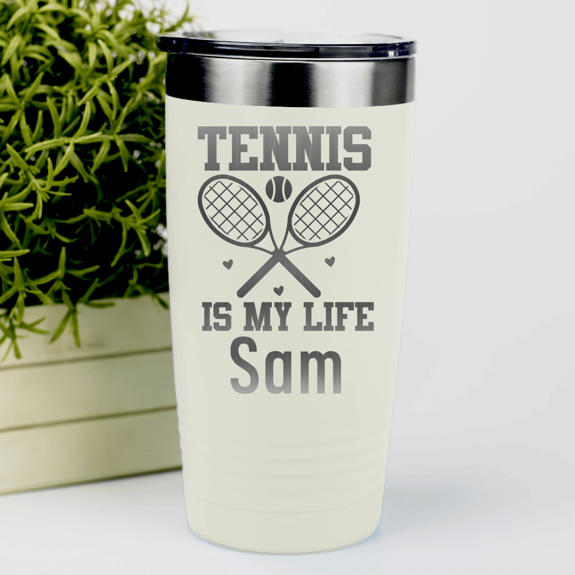 White Tennis For Her Tumbler With Rockin Tennis Life Design