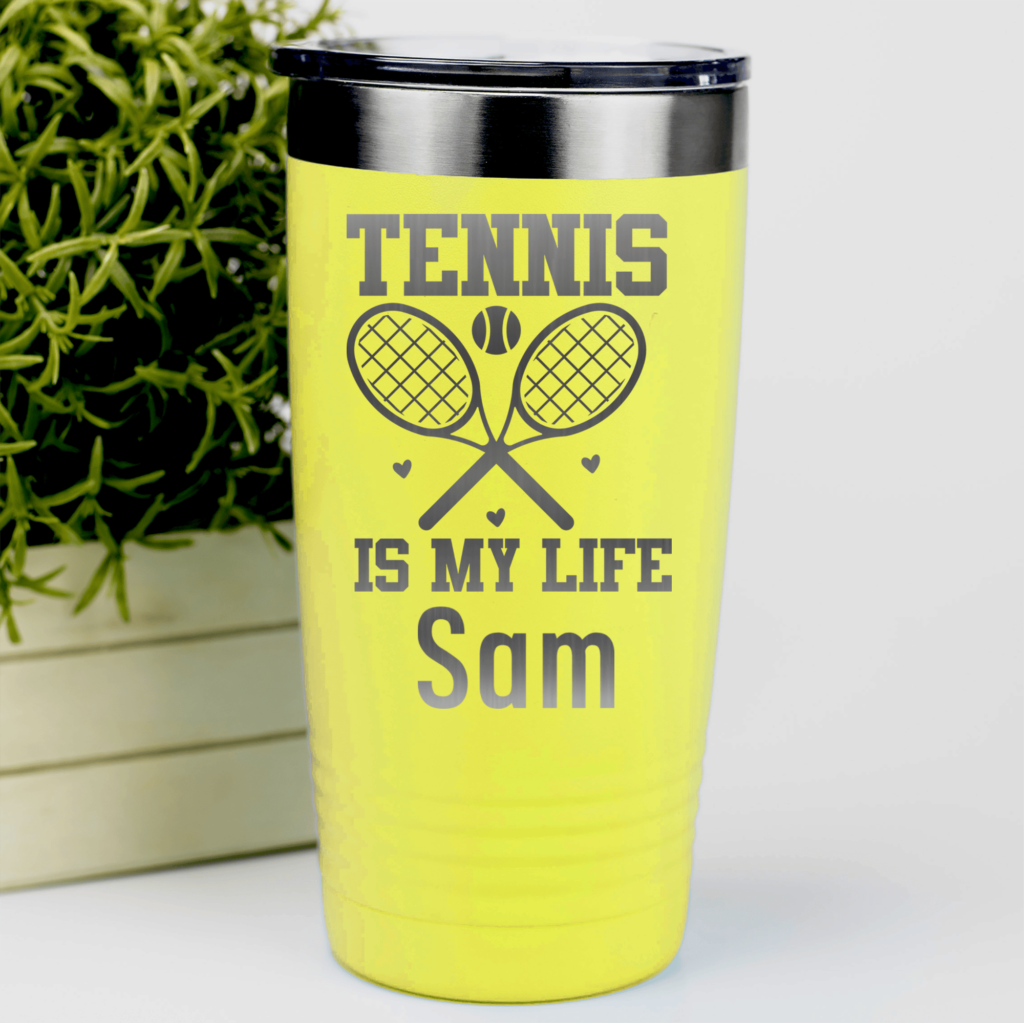 Yellow Tennis For Her Tumbler With Rockin Tennis Life Design