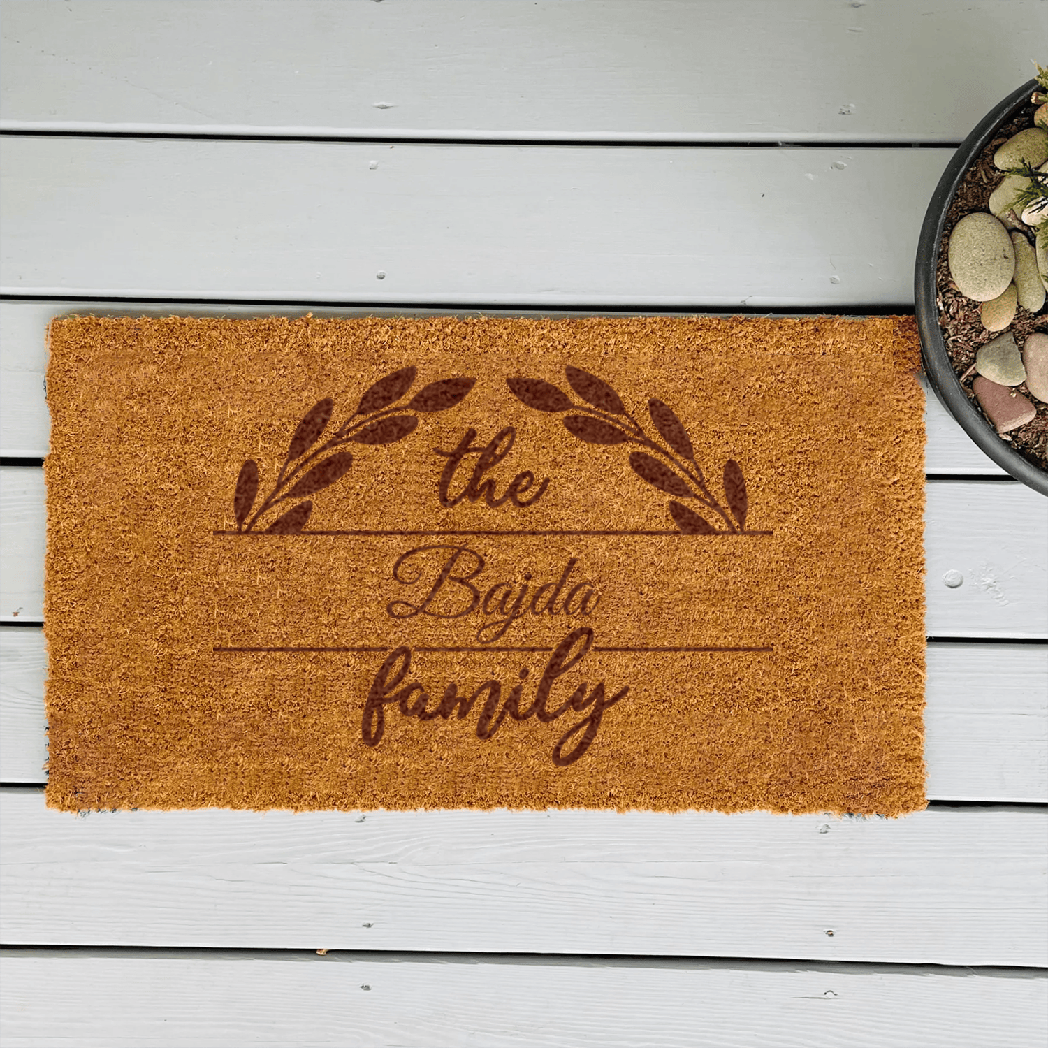 Roots And Leaves Engraved Door Mat