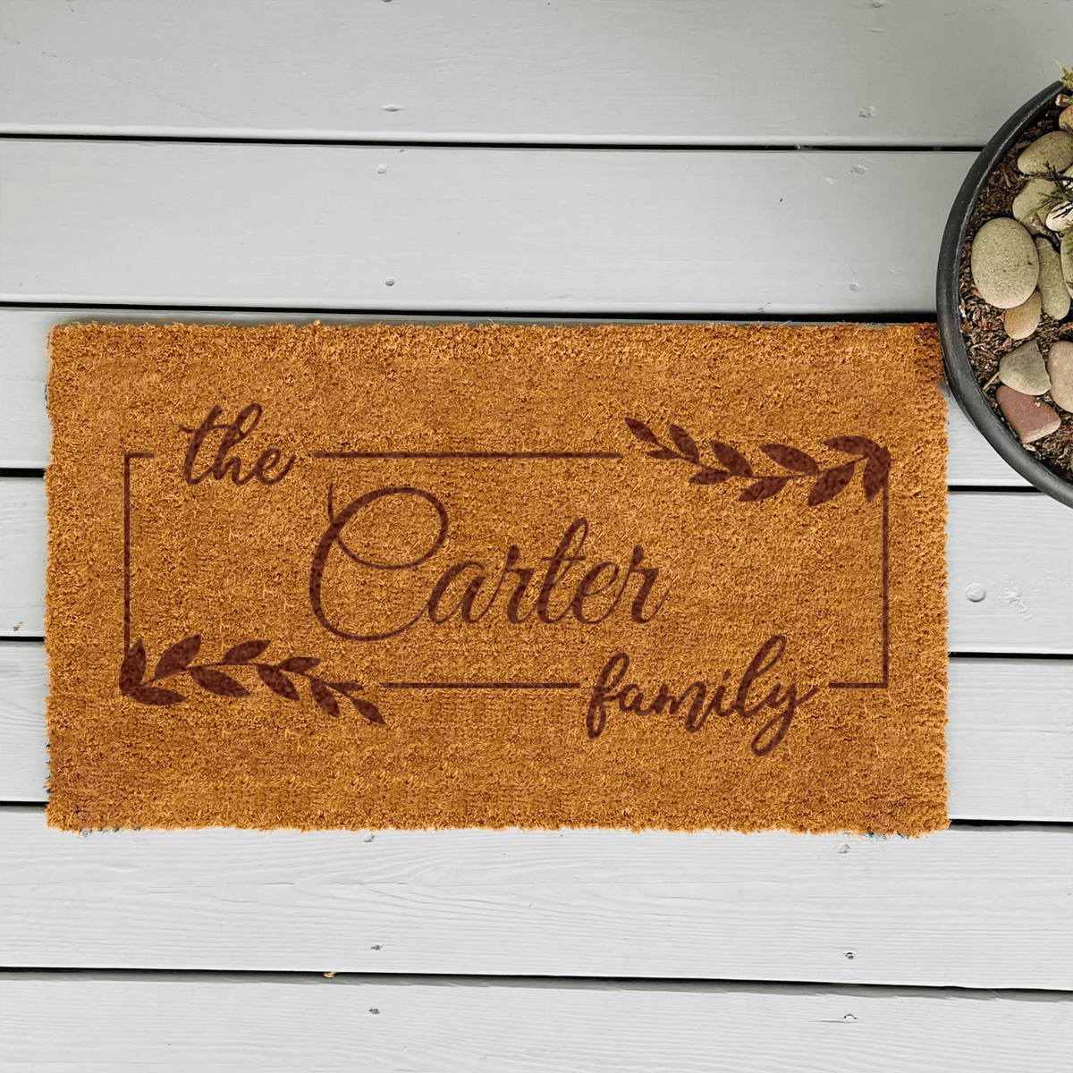 Roots And Rings Engraved Door Mat