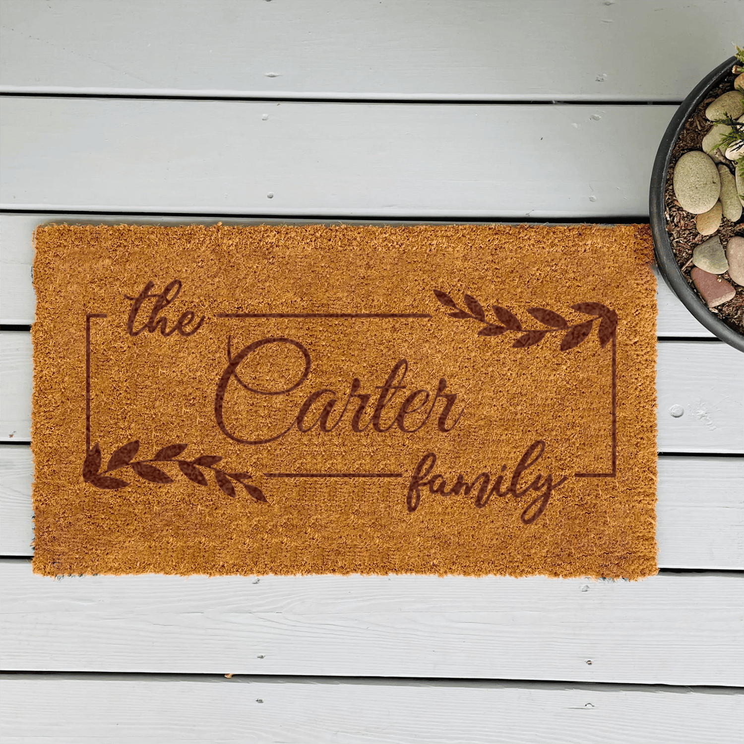 Roots And Rings Engraved Door Mat