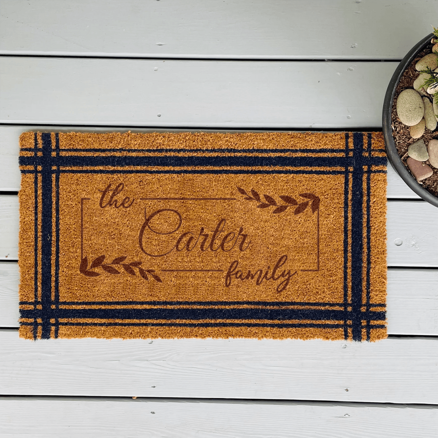 Roots And Rings Engraved Door Mat