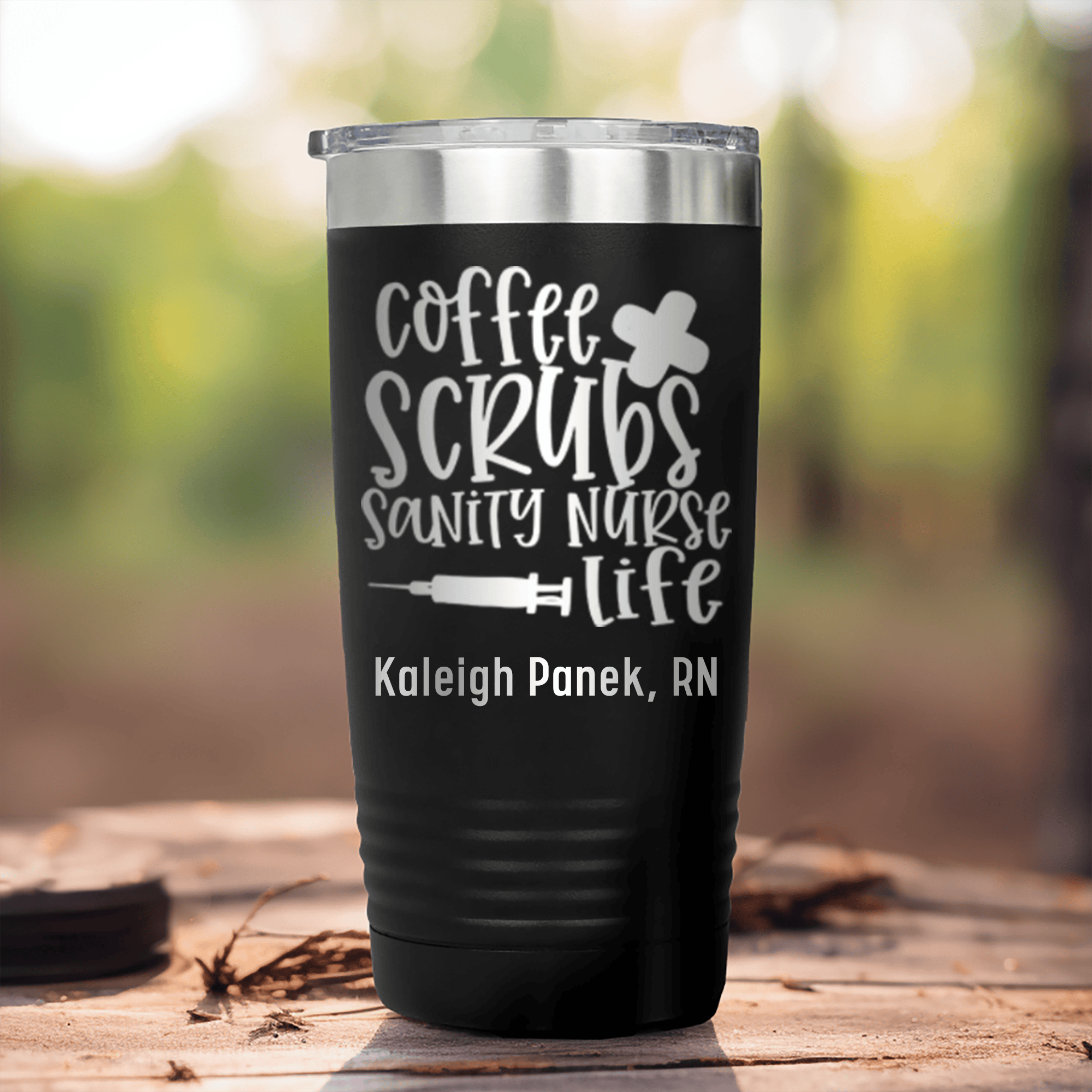 Black Nurse Tumbler With Sanity Nurse Life Design