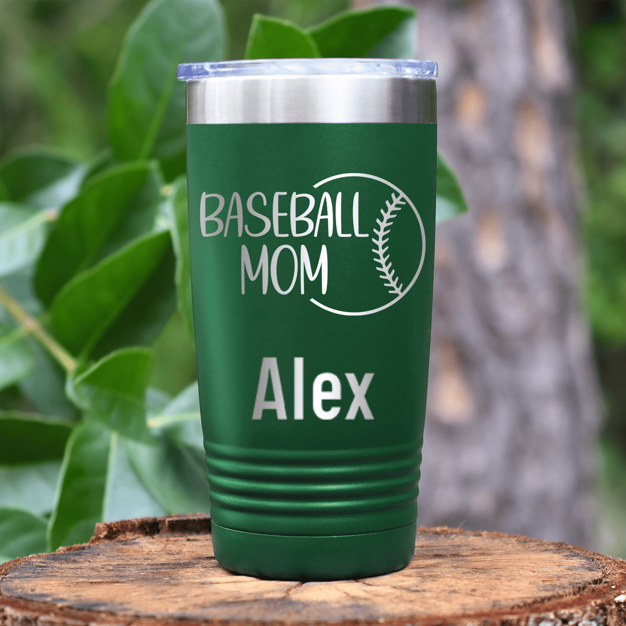 Green Baseball Mom Tumbler With Sassy Baseball Mom Design