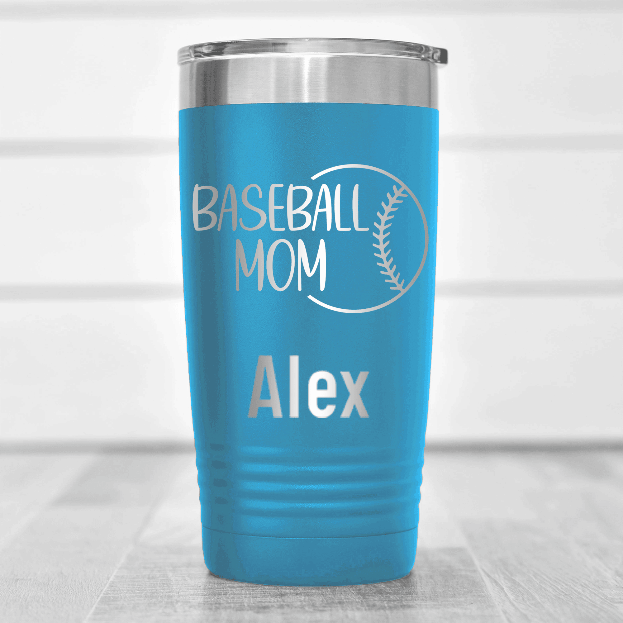 Light Blue Baseball Mom Tumbler With Sassy Baseball Mom Design