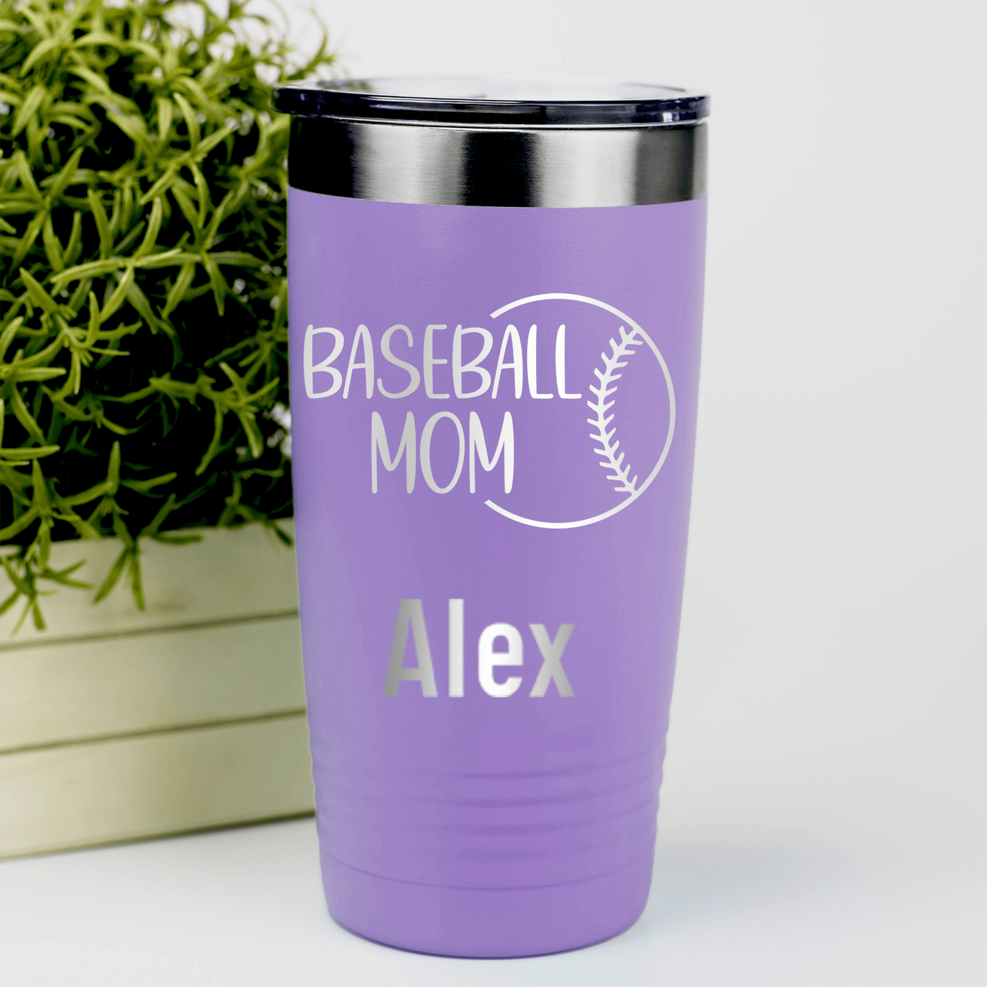 Light Purple Baseball Mom Tumbler With Sassy Baseball Mom Design