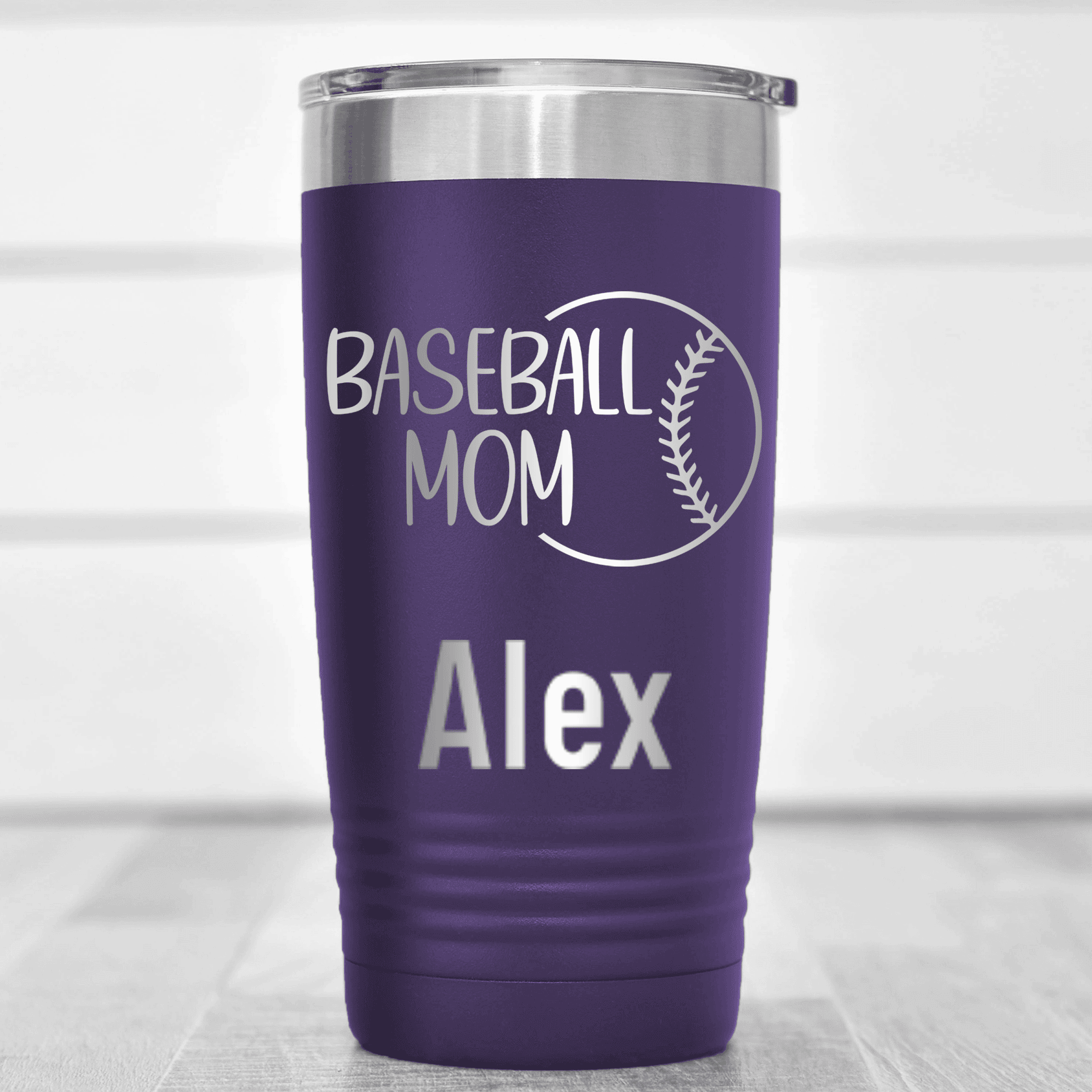 Purple Baseball Mom Tumbler With Sassy Baseball Mom Design