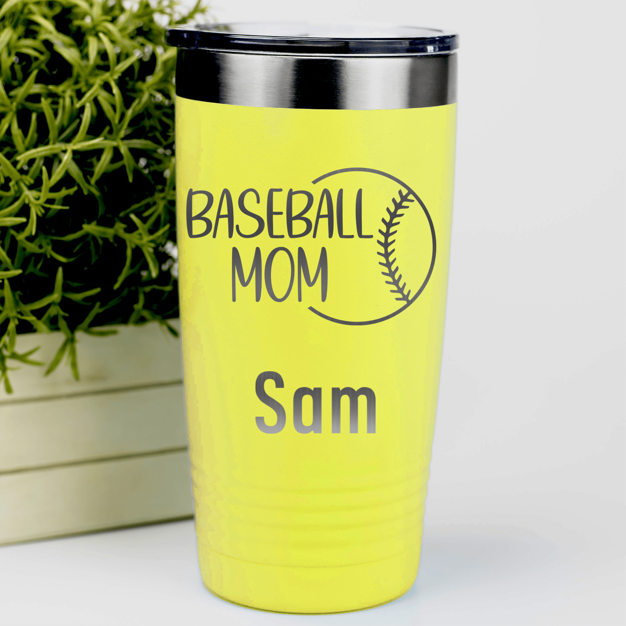 Yellow Baseball Mom Tumbler With Sassy Baseball Mom Design