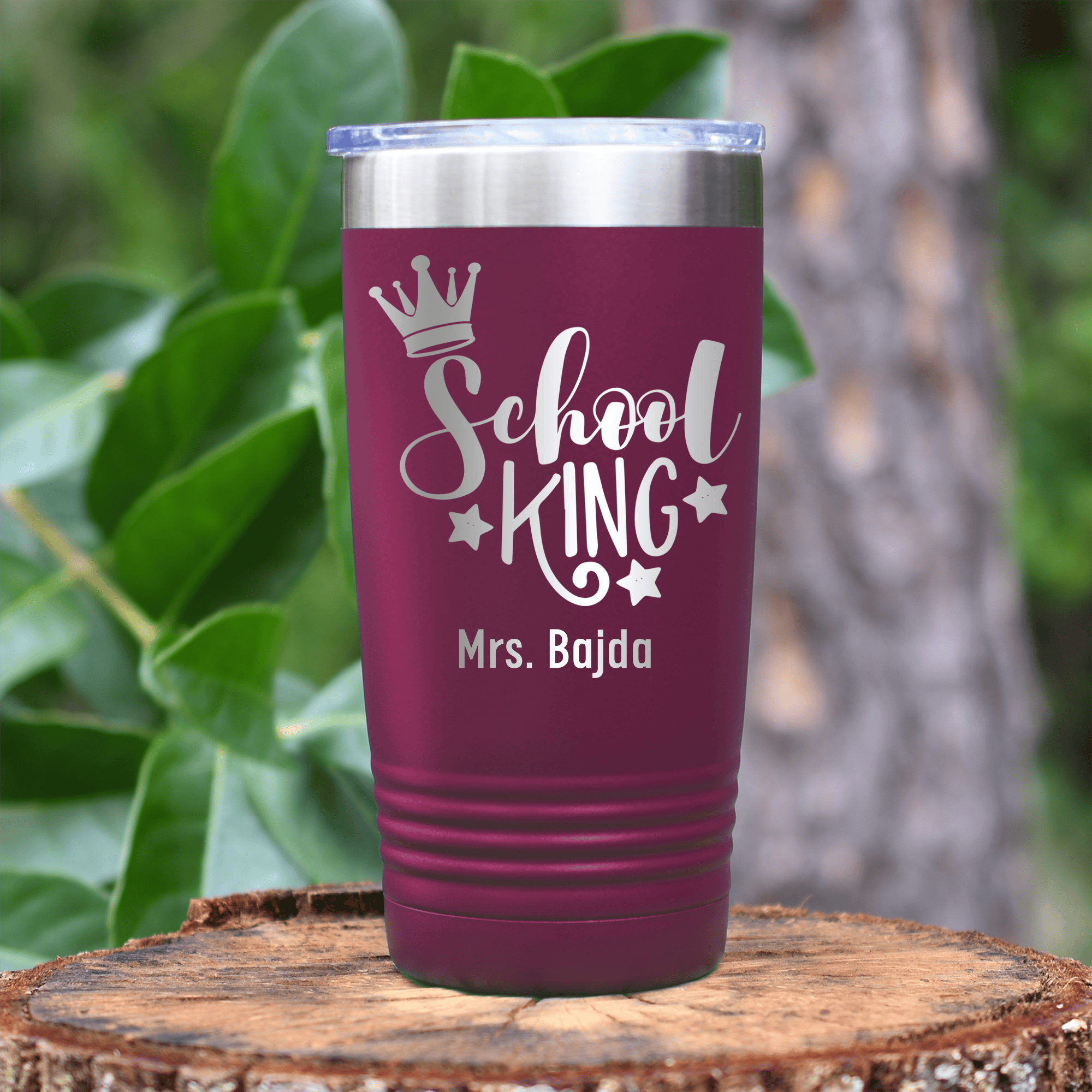 Maroon Teacher Tumbler With School King Design