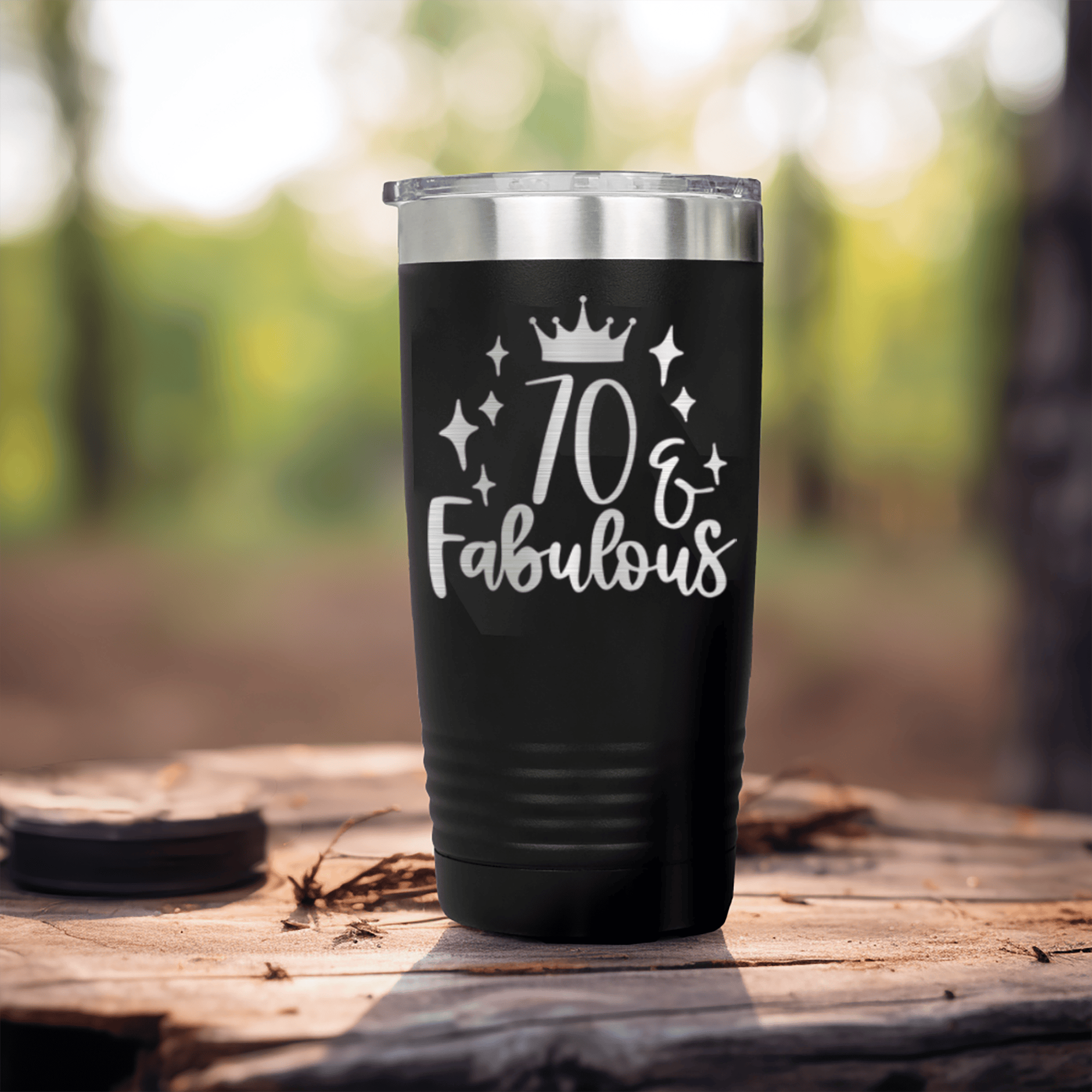 Black birthday tumbler Seventy And Fabulous