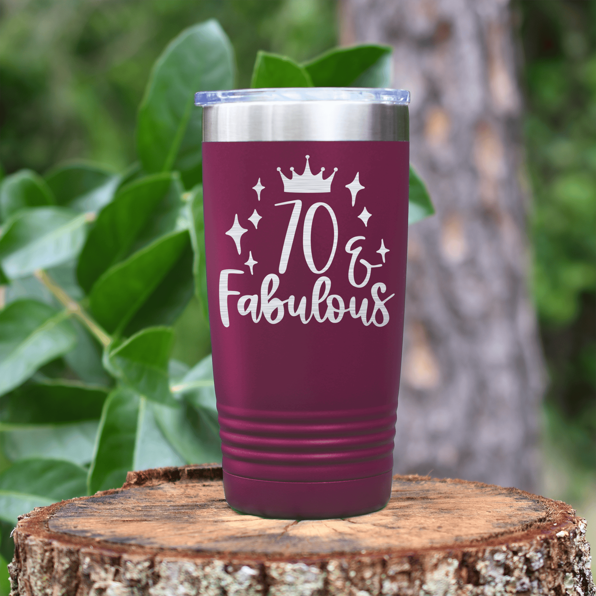 Maroon birthday tumbler Seventy And Fabulous