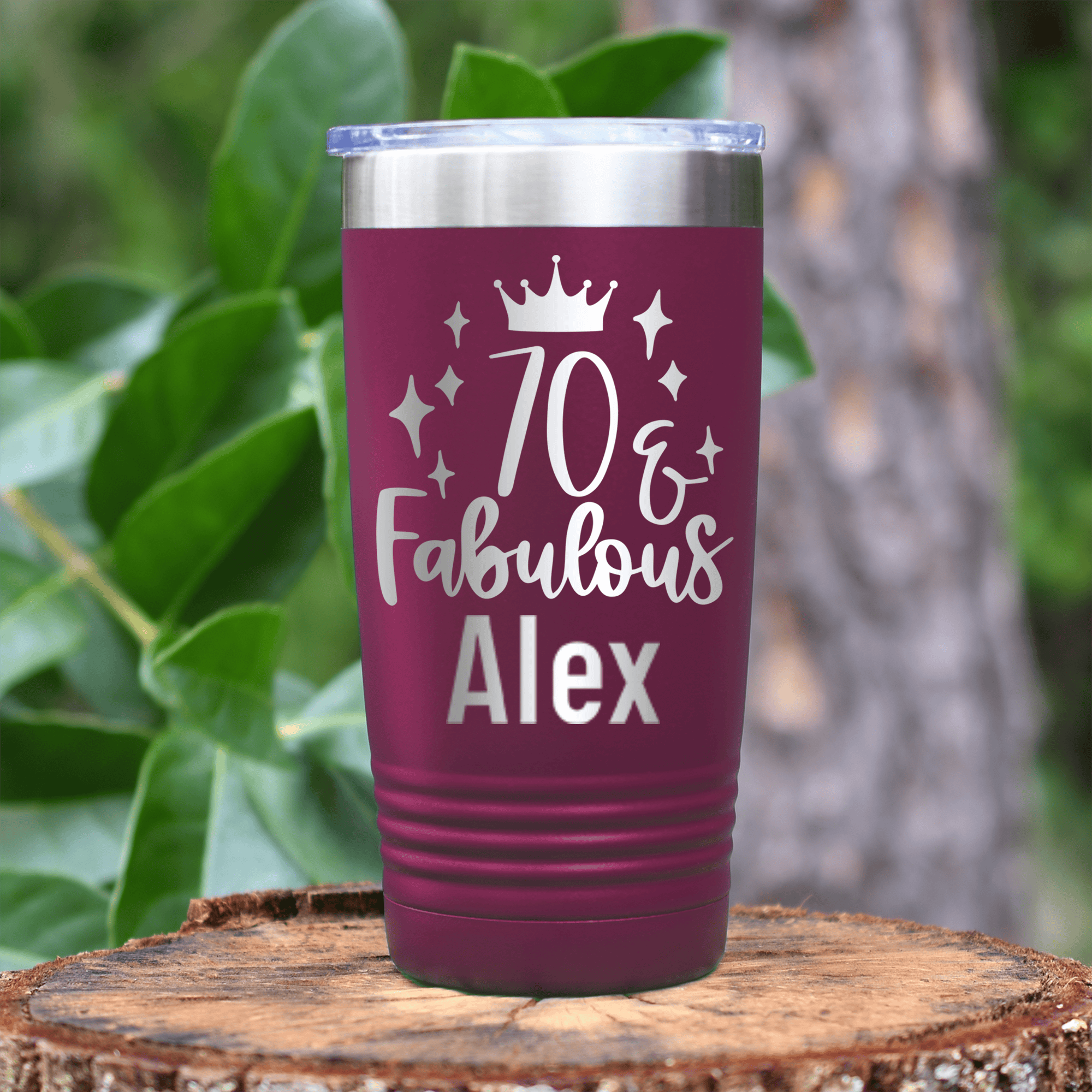 Maroon Birthday Tumbler With Seventy And Fabulous Design