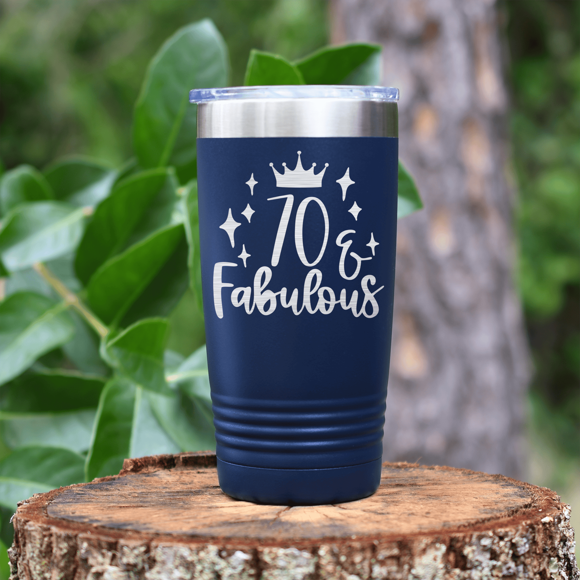 Navy birthday tumbler Seventy And Fabulous