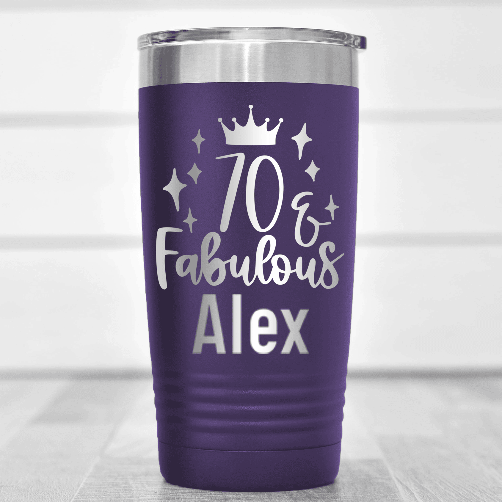 Purple Birthday Tumbler With Seventy And Fabulous Design