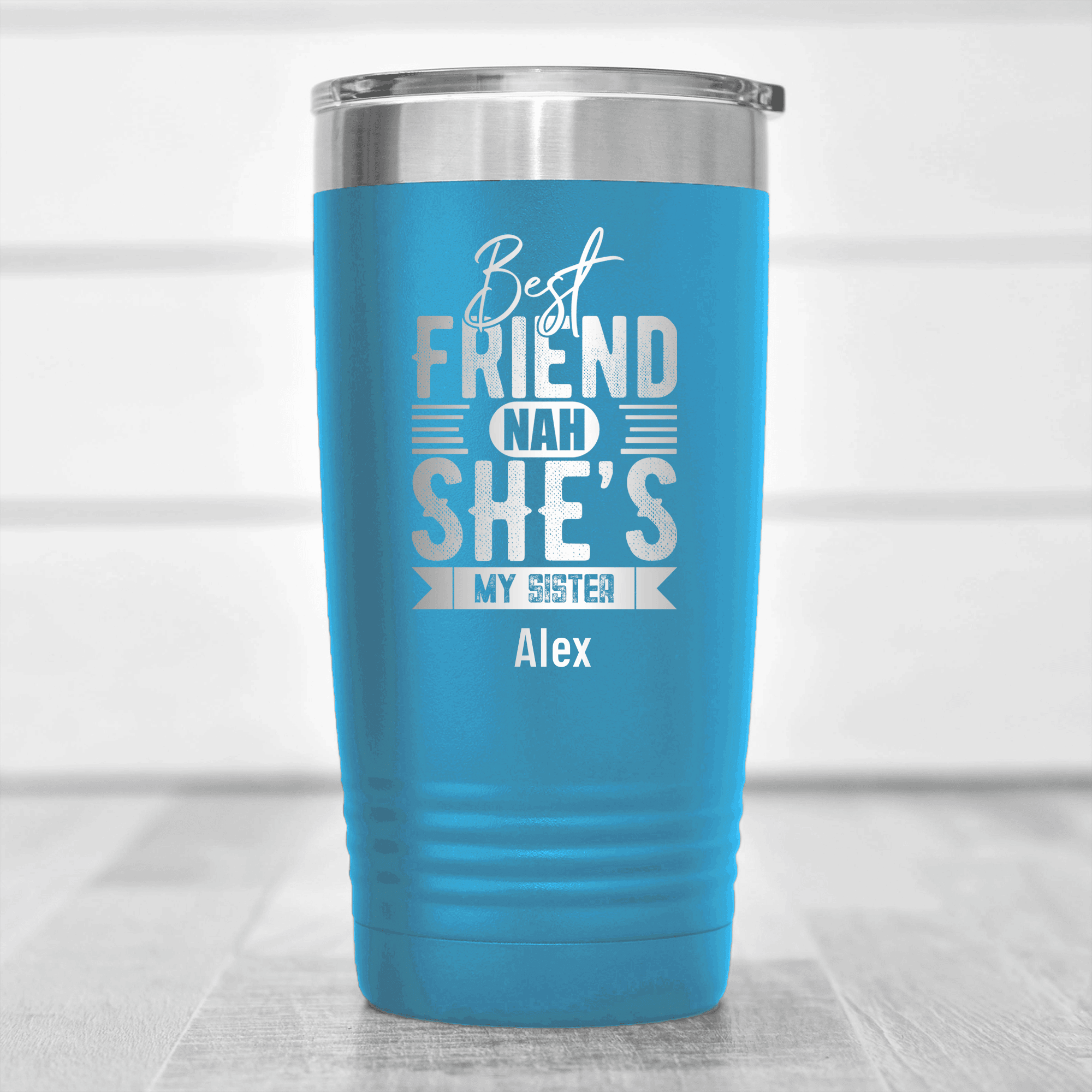 Light Blue Best Friend Tumbler With Shes My Sister Design