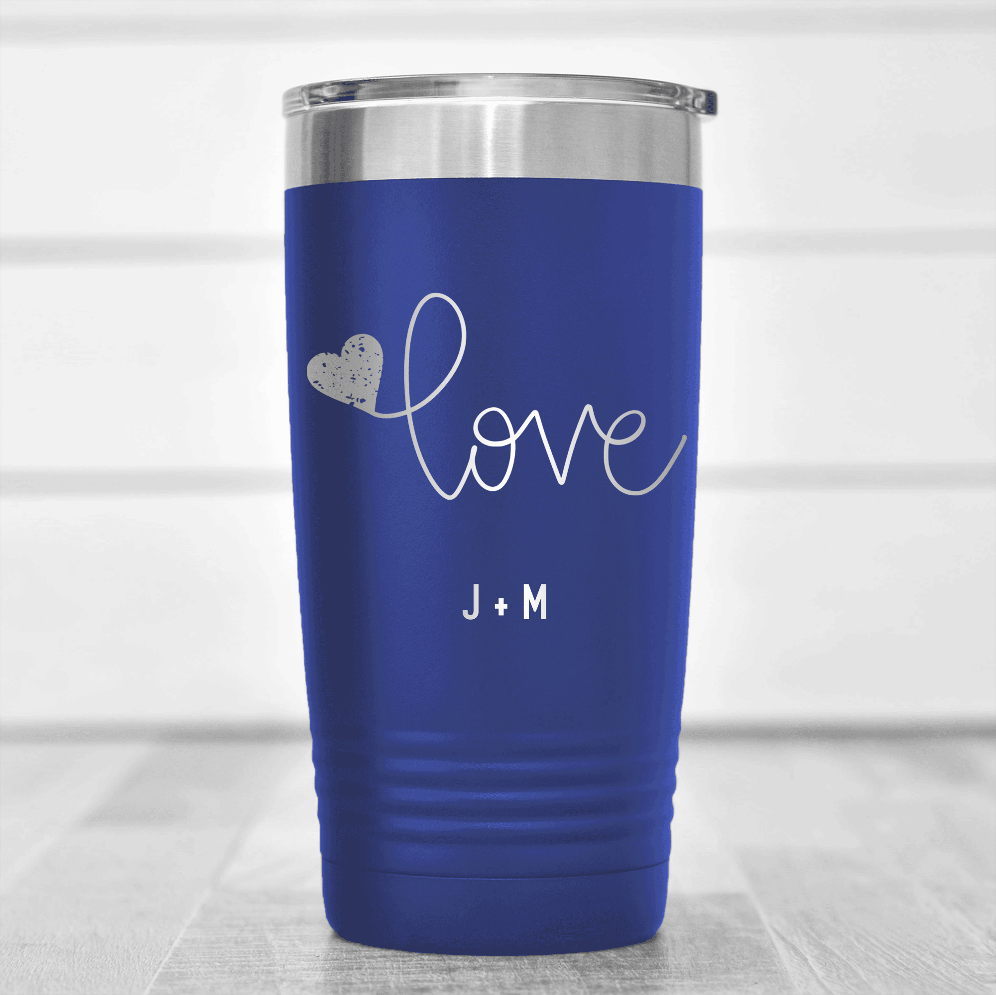 Blue Valentines Day Tumbler With Simple Love Design