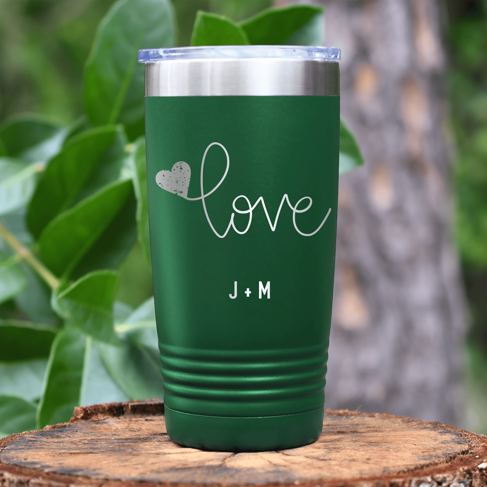 Green Valentines Day Tumbler With Simple Love Design