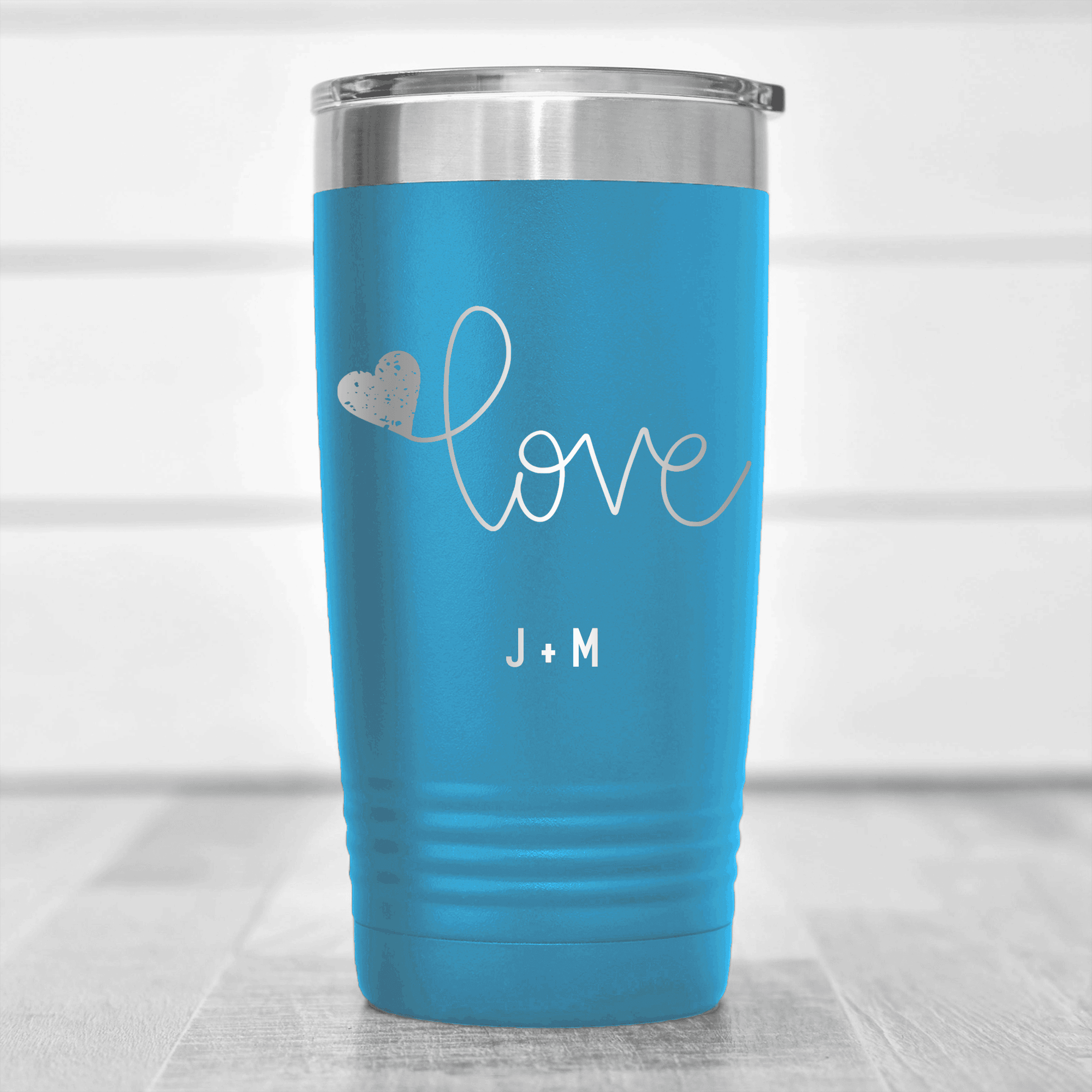 Light Blue Valentines Day Tumbler With Simple Love Design