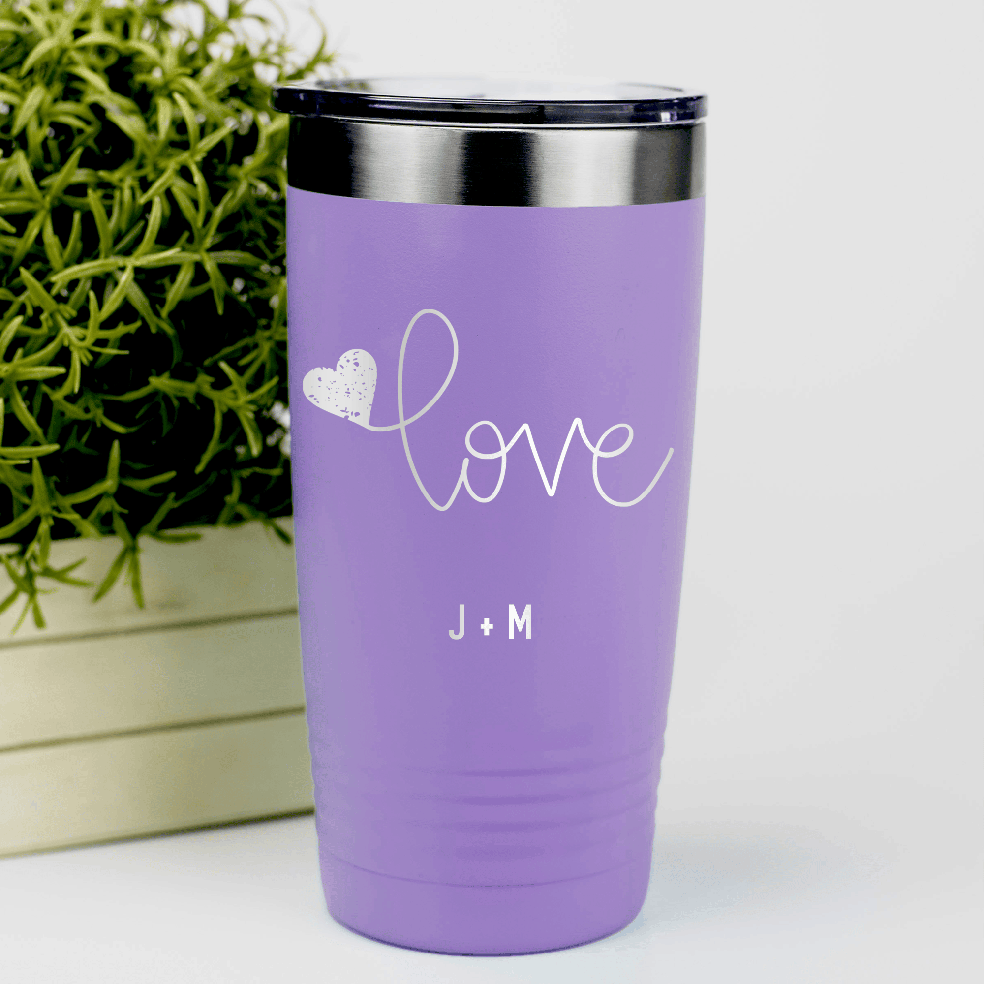 Light Purple Valentines Day Tumbler With Simple Love Design