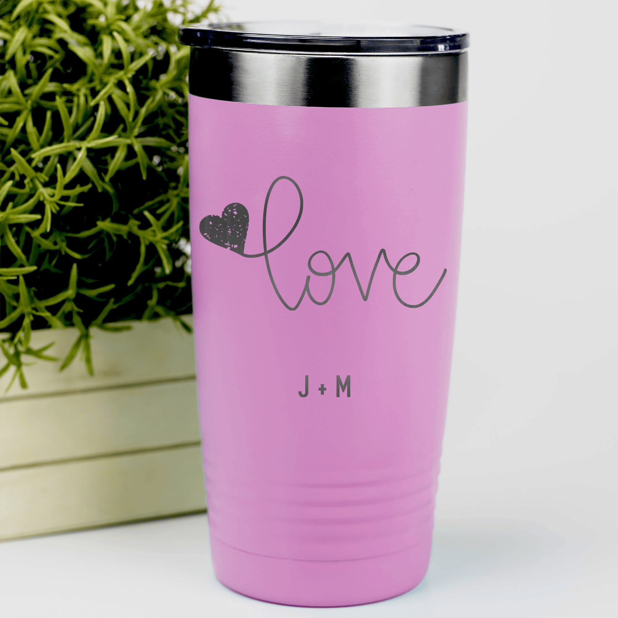 Pink Valentines Day Tumbler With Simple Love Design