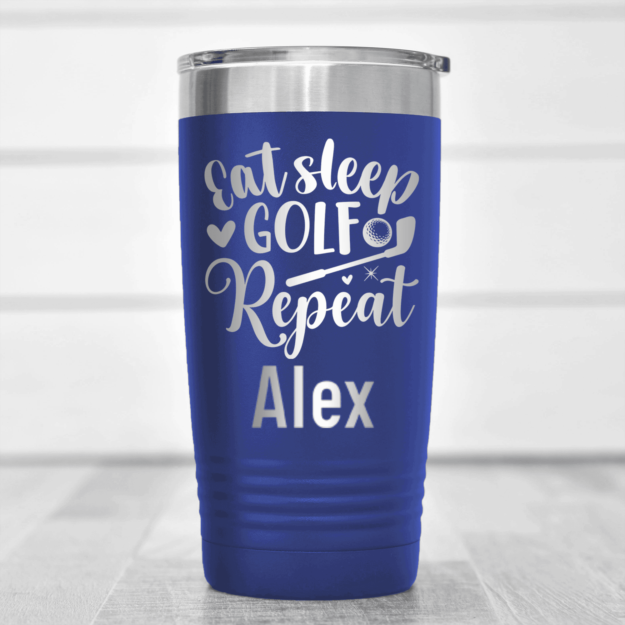 Blue Golf Gifts For Her Tumbler With Sleeping Eating Golfing Design