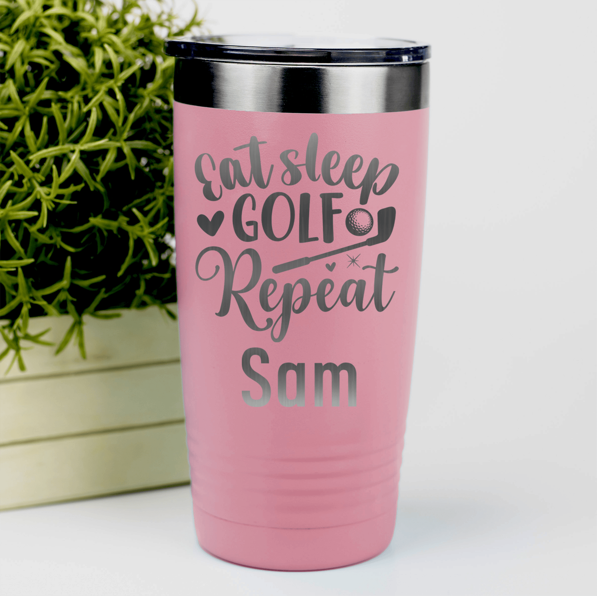 Salmon Golf Gifts For Her Tumbler With Sleeping Eating Golfing Design