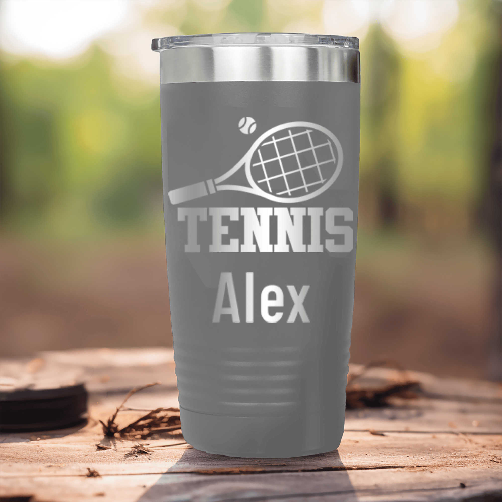 Grey Tennis For Her Tumbler With Straight Ballin Tennis Design