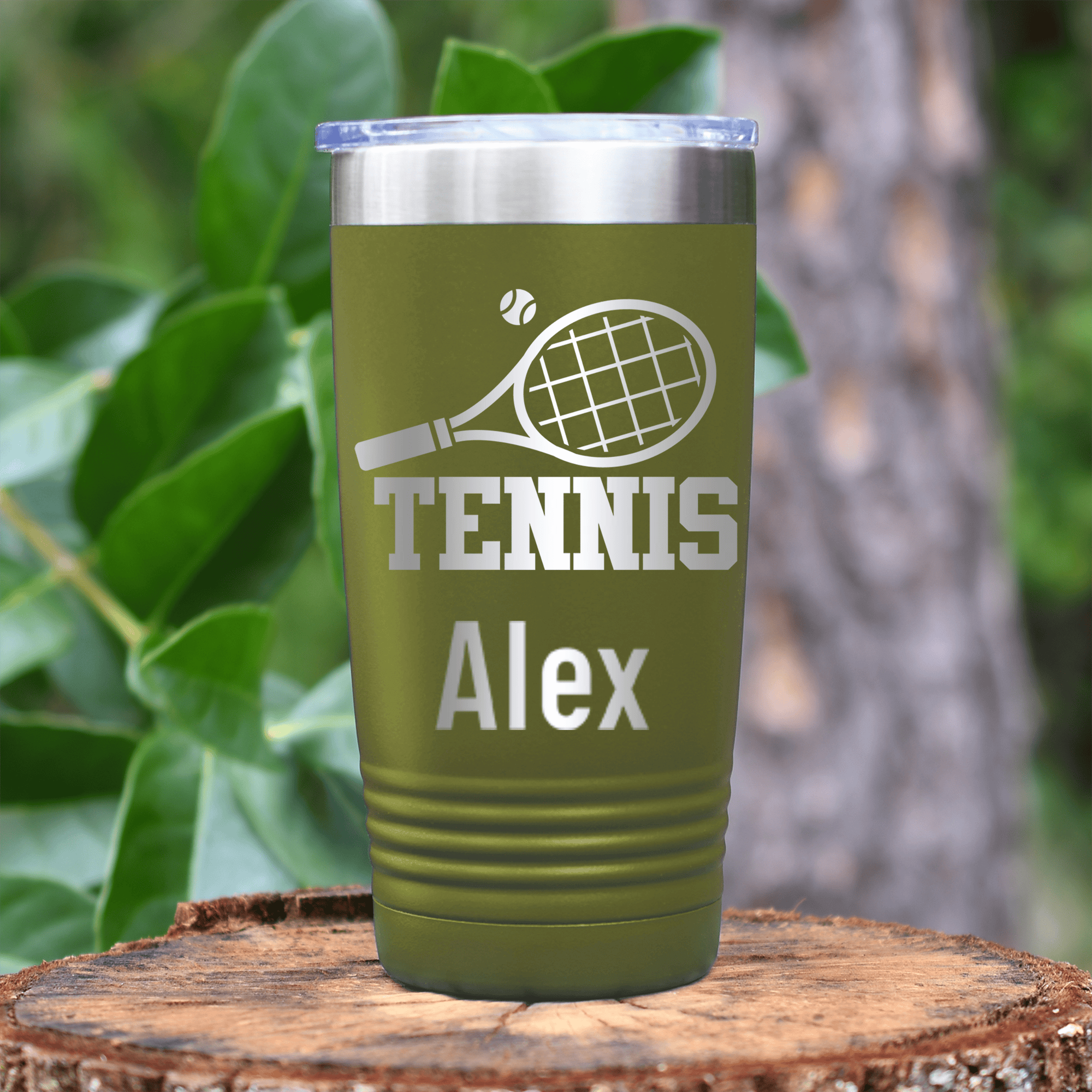 Military Green Tennis For Her Tumbler With Straight Ballin Tennis Design