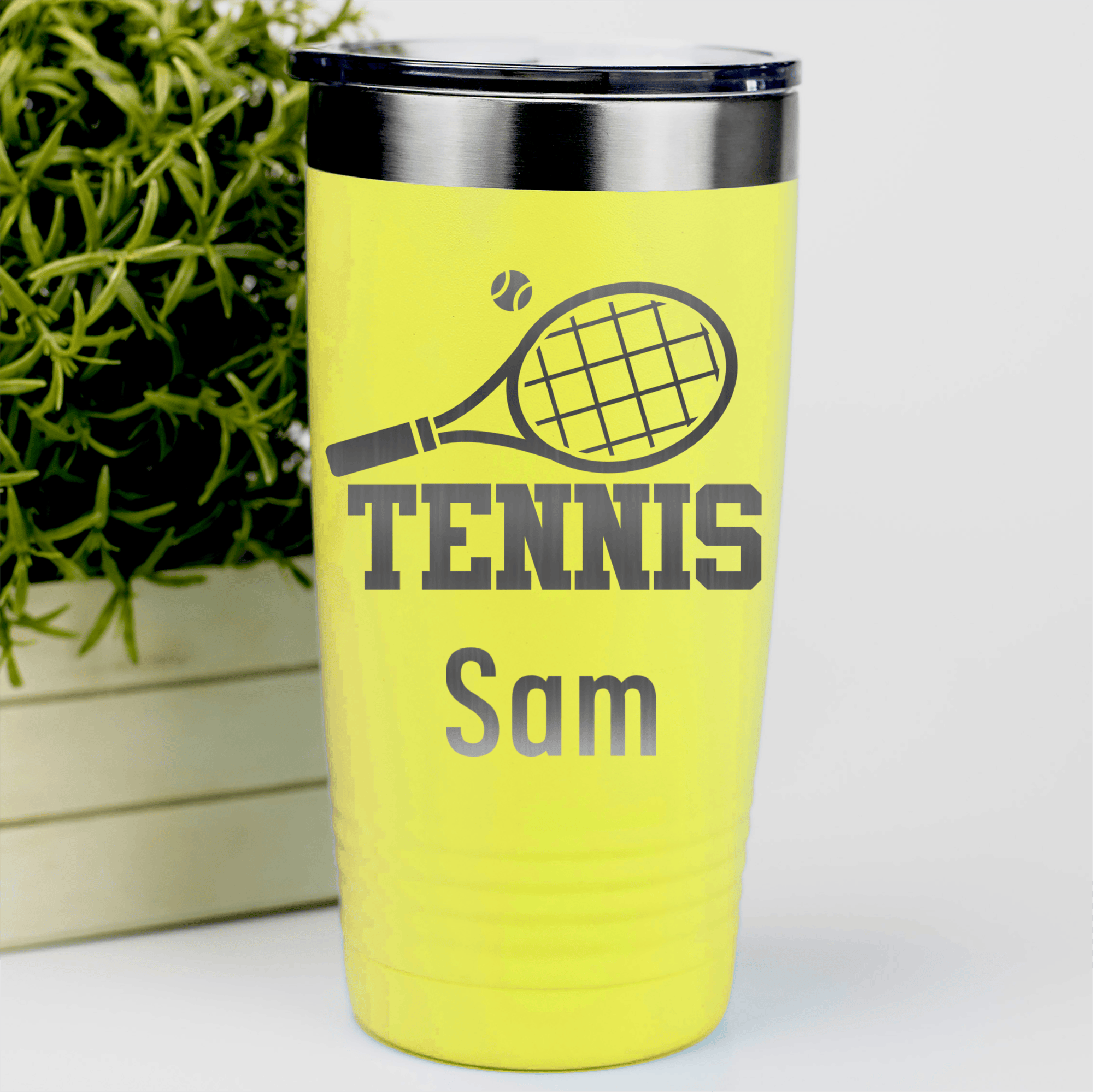 Yellow Tennis For Her Tumbler With Straight Ballin Tennis Design