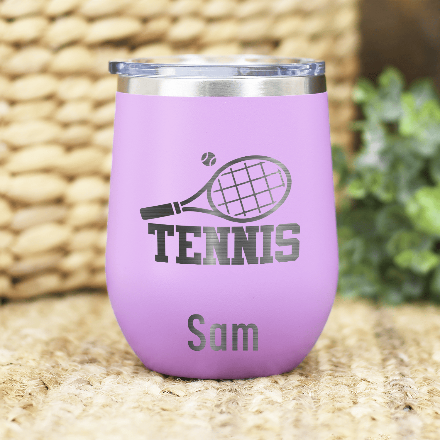 Light Purple Tennis For Her Wine Tumbler With Straight Ballin Tennis Design