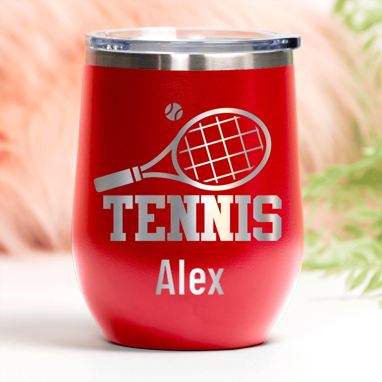 Red Tennis For Her Wine Tumbler With Straight Ballin Tennis Design