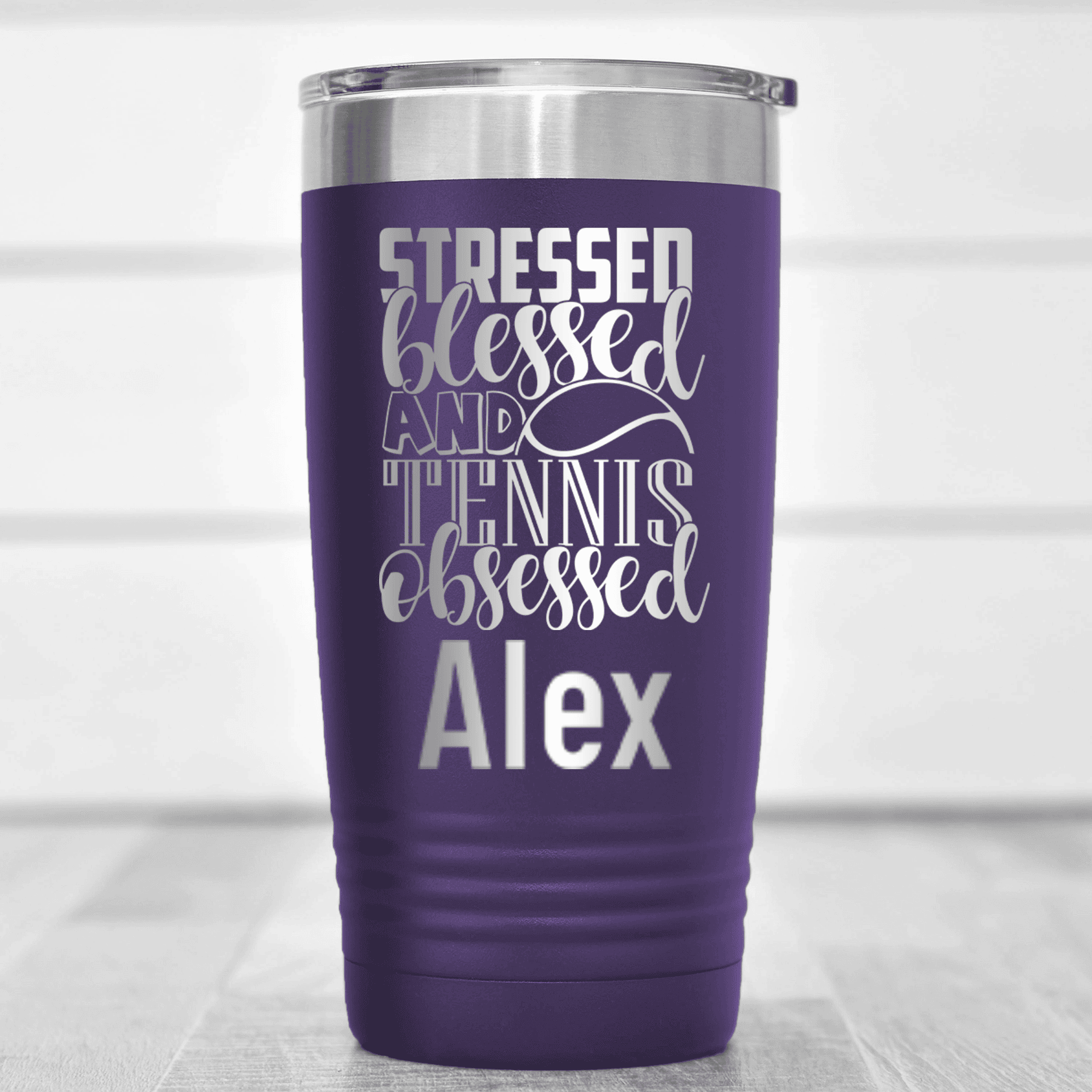 Purple Tennis For Her Tumbler With Stressed Blessed Tennis Design