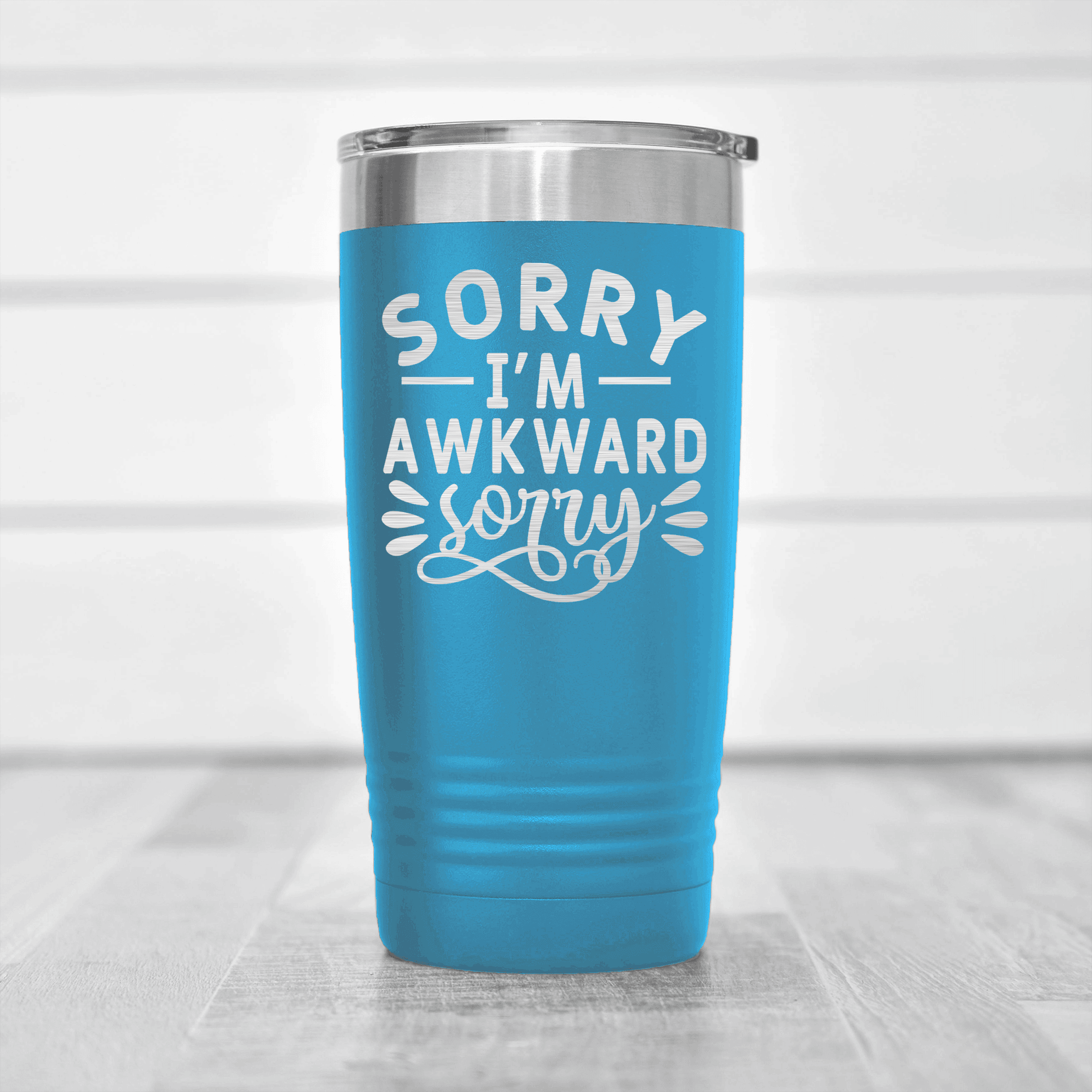 Light Blue pickelball tumbler Super Awkward Sorry