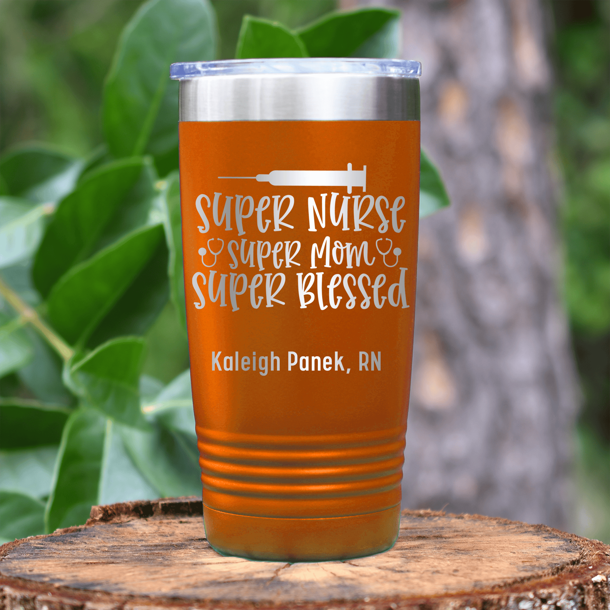 Orange Nurse Tumbler With Super Nurse Super Blessed Design
