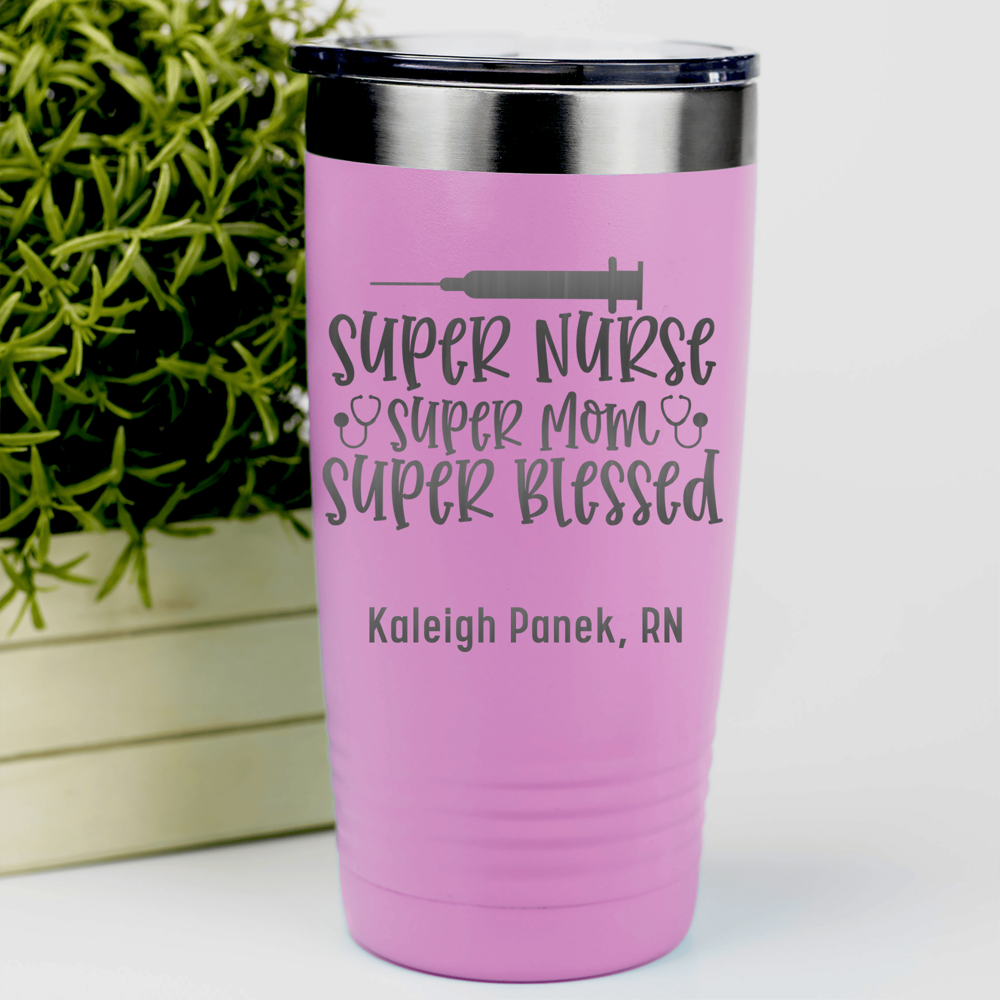 Pink Nurse Tumbler With Super Nurse Super Blessed Design