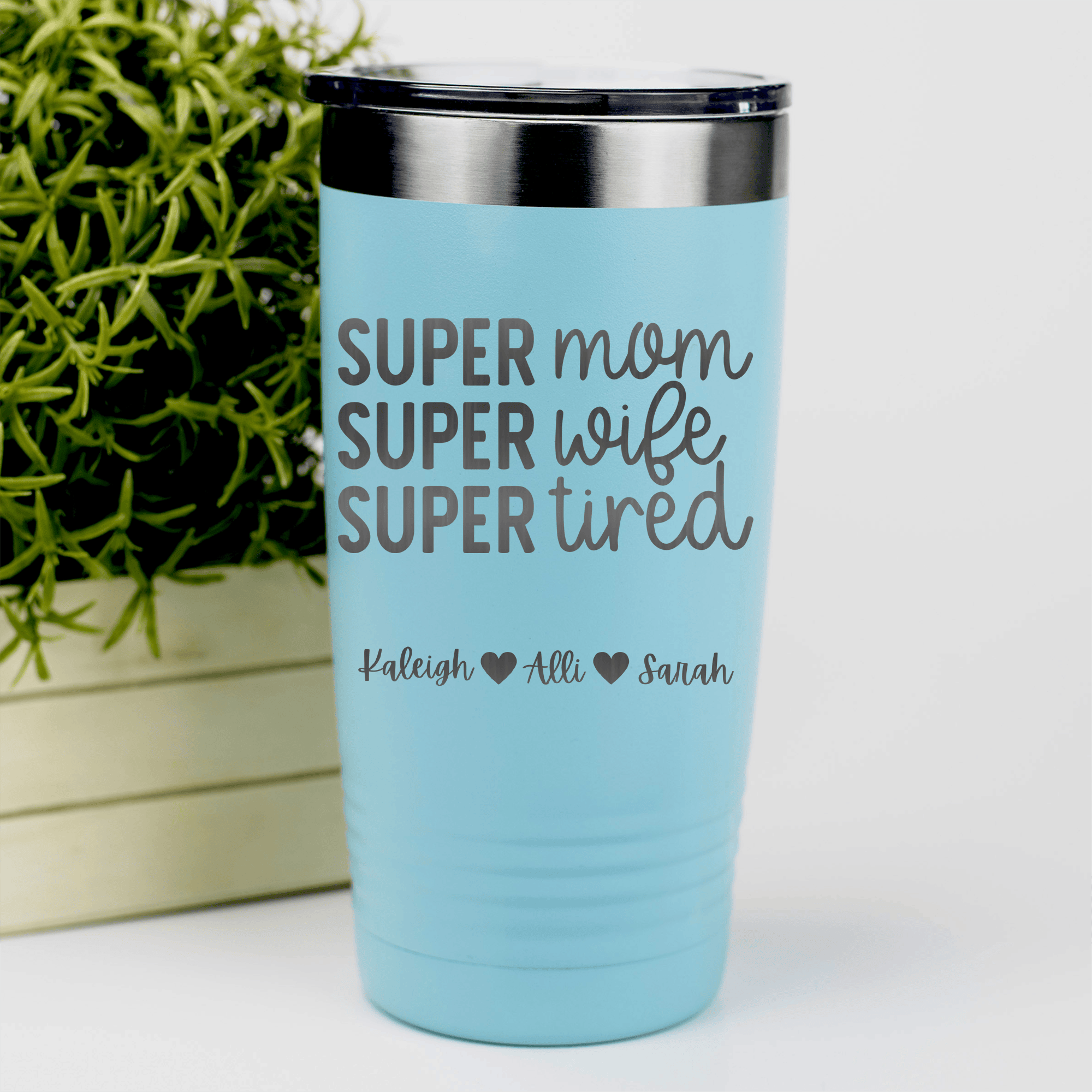 Teal Mothers Day Tumbler With Super Wife Design