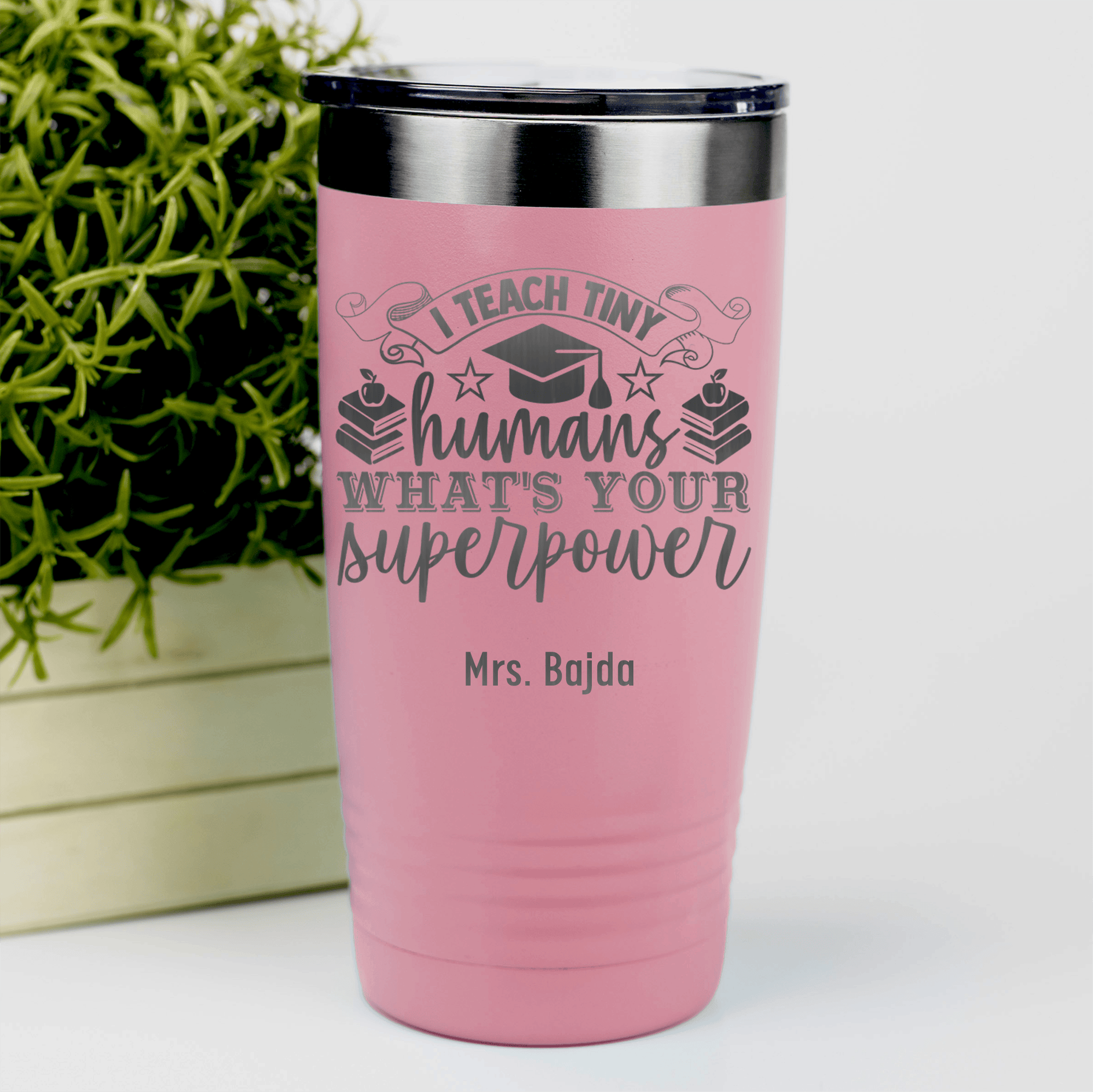 Salmon Teacher Tumbler With Superpower Design