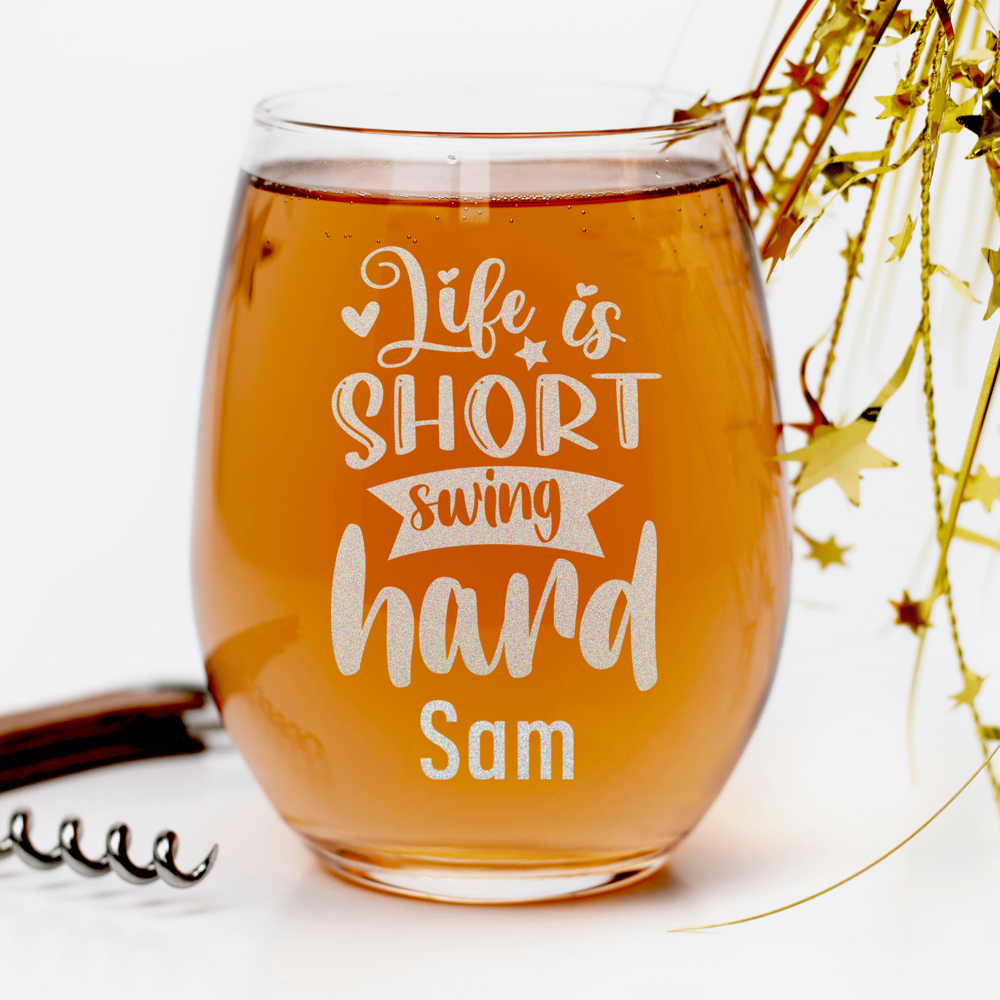 Swing Hard Lifes Short Stemless Wine Glass