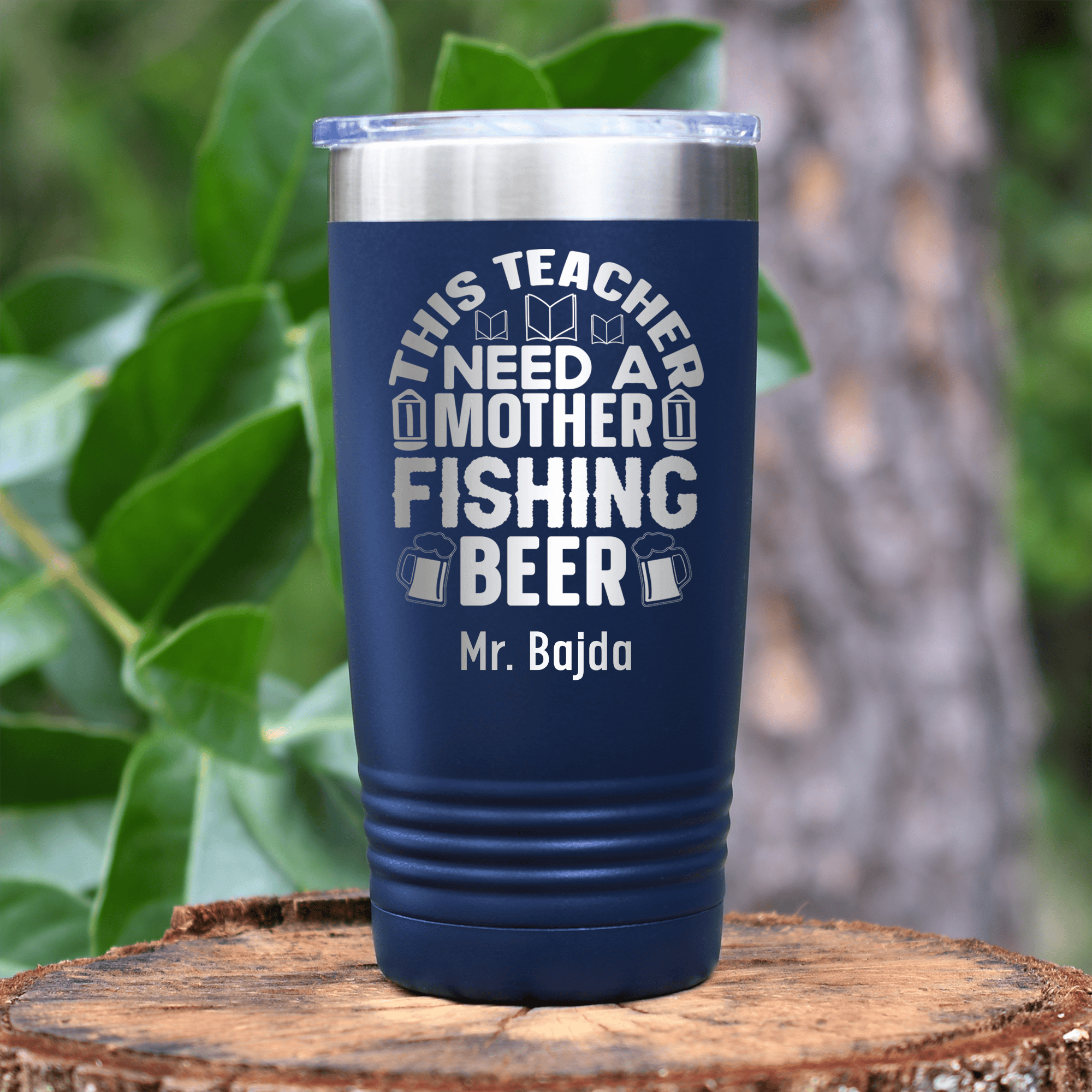 Navy Teacher Tumbler With Teachers Need Beer Design