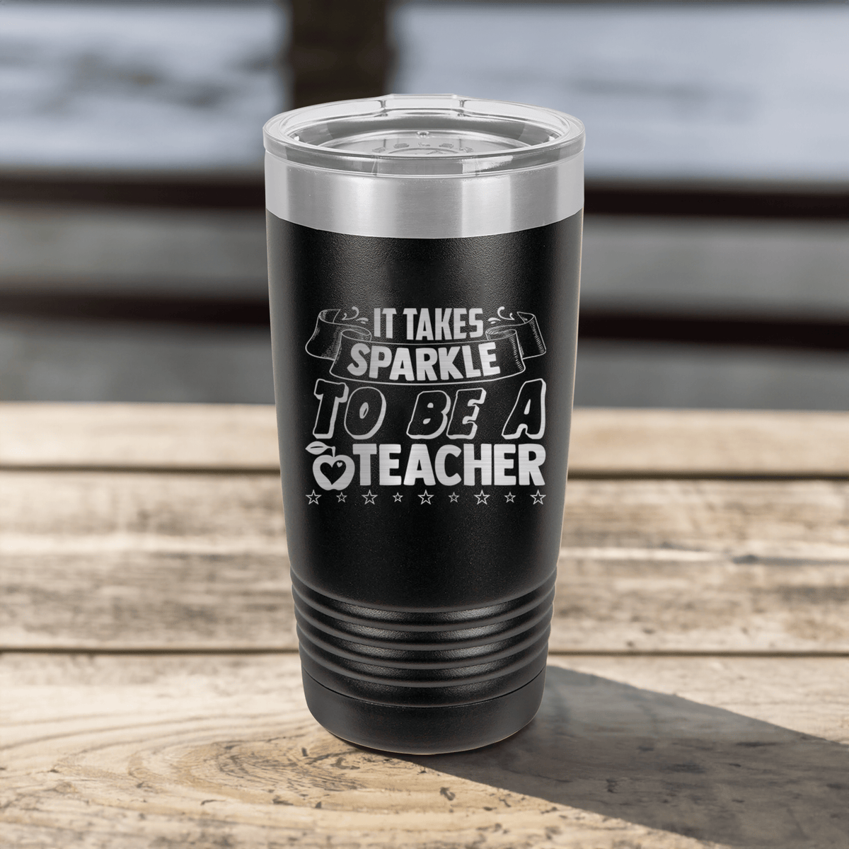 Funny Teaching Takes Sparkles Ringed Tumbler