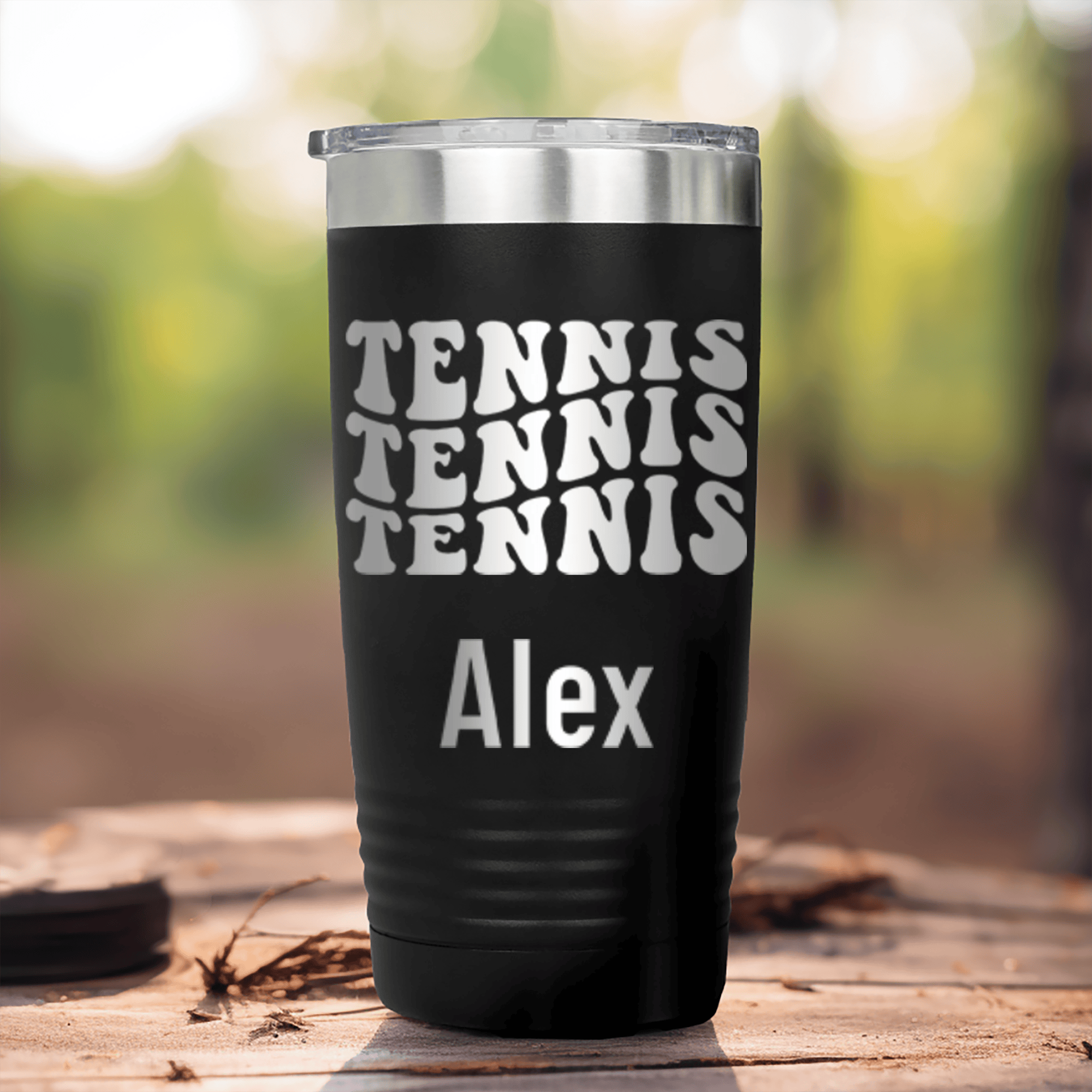 Black Tennis For Her Tumbler With Tennis All Day Design