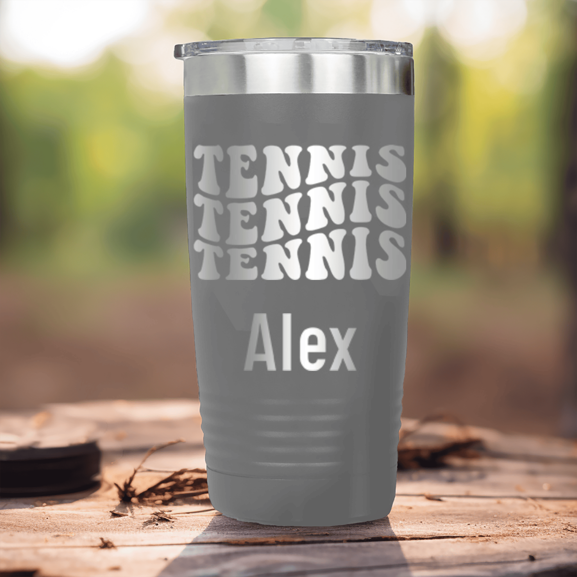 Grey Tennis For Her Tumbler With Tennis All Day Design