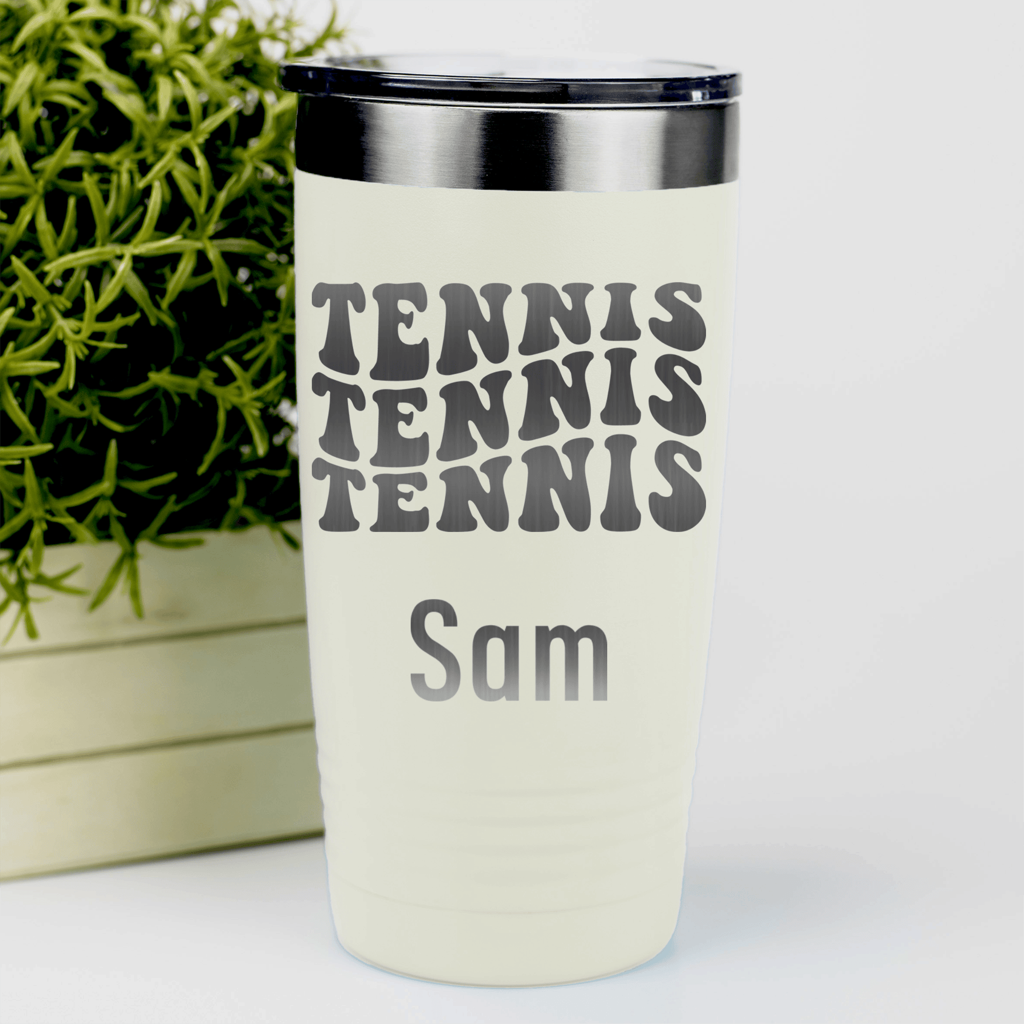 White Tennis For Her Tumbler With Tennis All Day Design