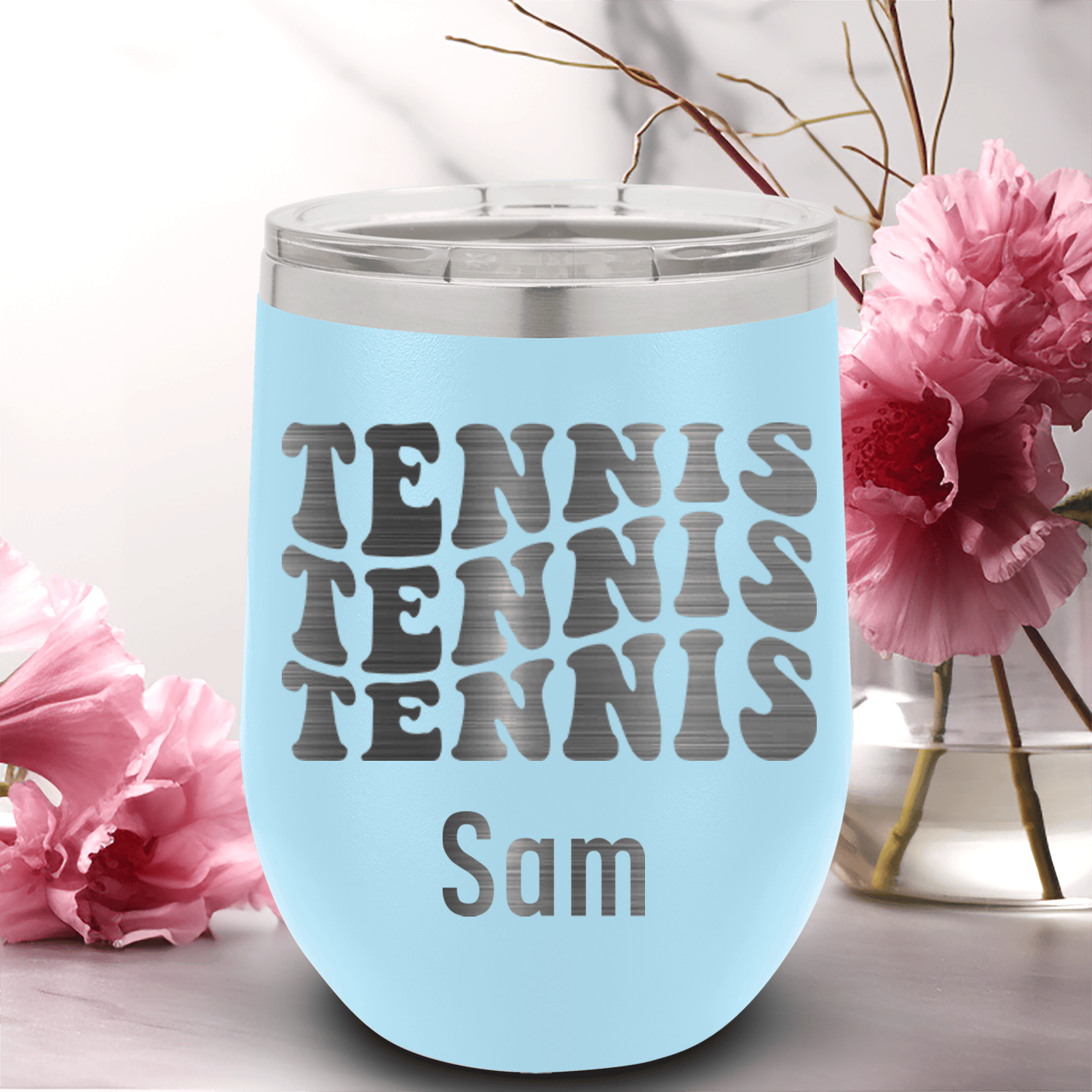 Light Blue Tennis For Her Wine Tumbler With Tennis All Day Design